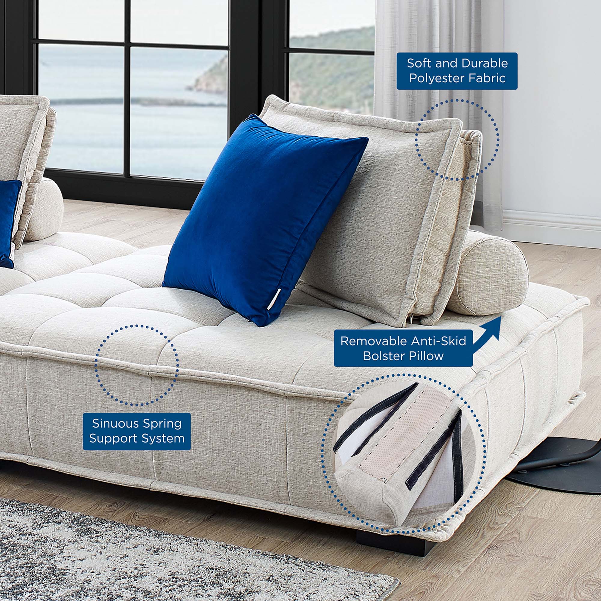 Chaise sans accoudoirs rembourrée en duvet Commix