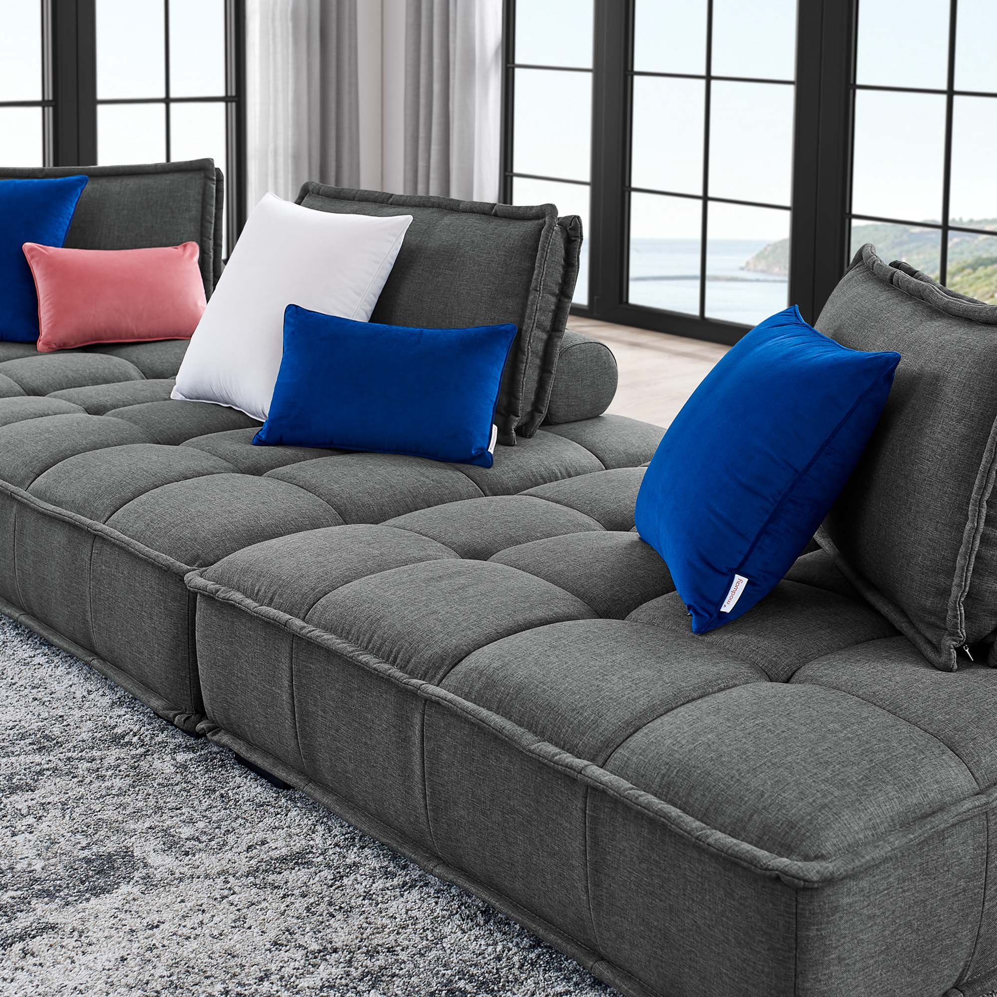 Saunter 3-Piece Tufted Fabric Fabric Sofa