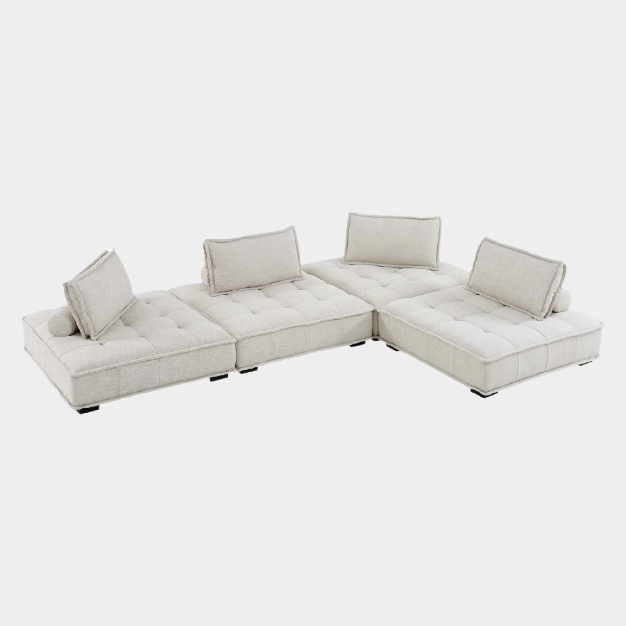 Saunter 4-Piece Tufted Fabric Fabric Sectional Sofa