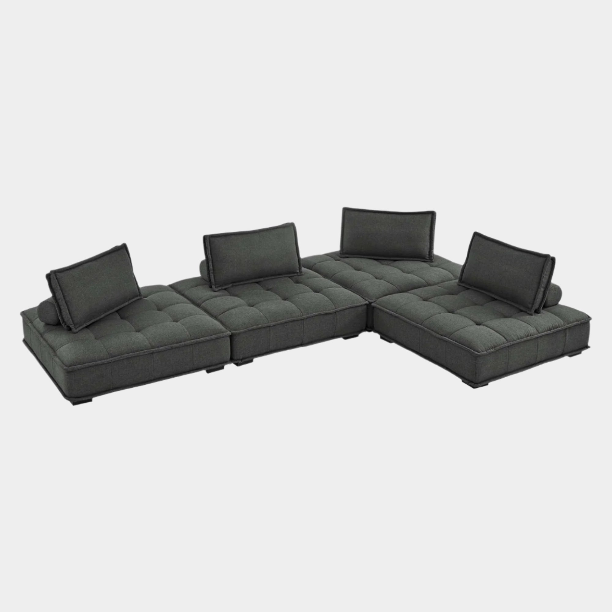 Saunter 4-Piece Tufted Fabric Fabric Sectional Sofa