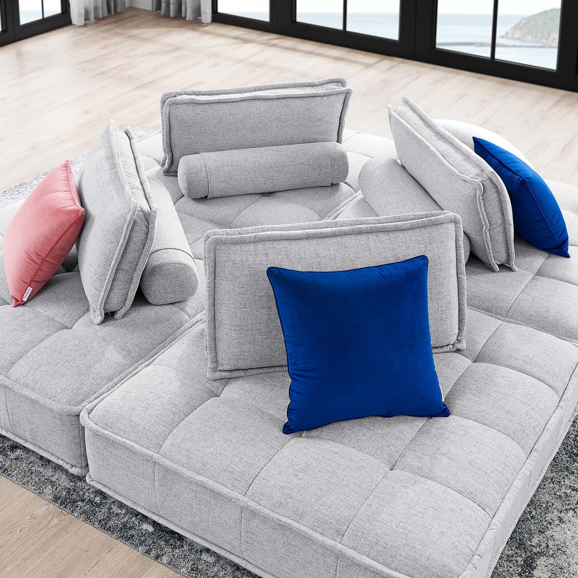 Saunter 4-Piece Tufted Fabric Fabric Sectional Sofa