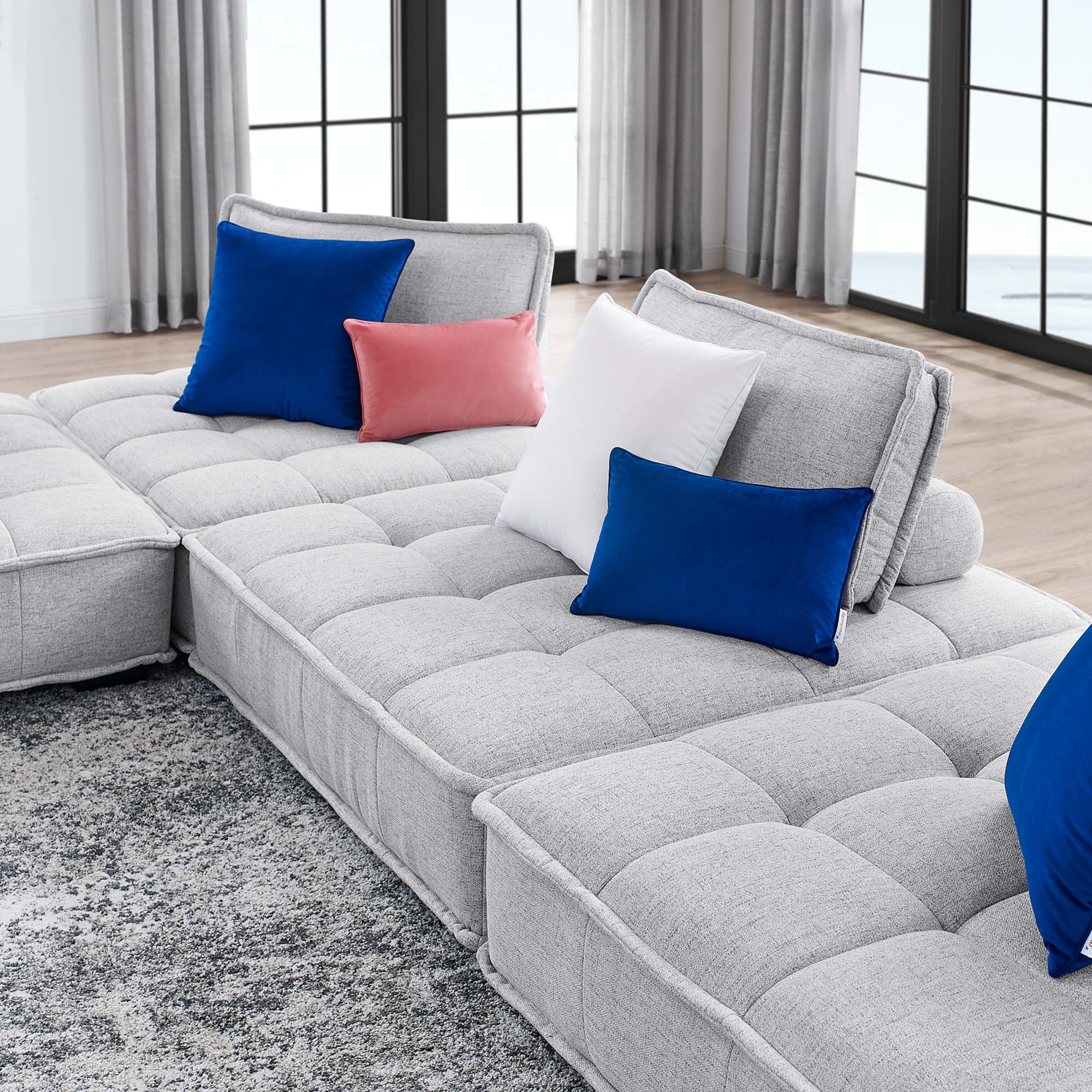 Saunter 4-Piece Tufted Fabric Fabric Sectional Sofa