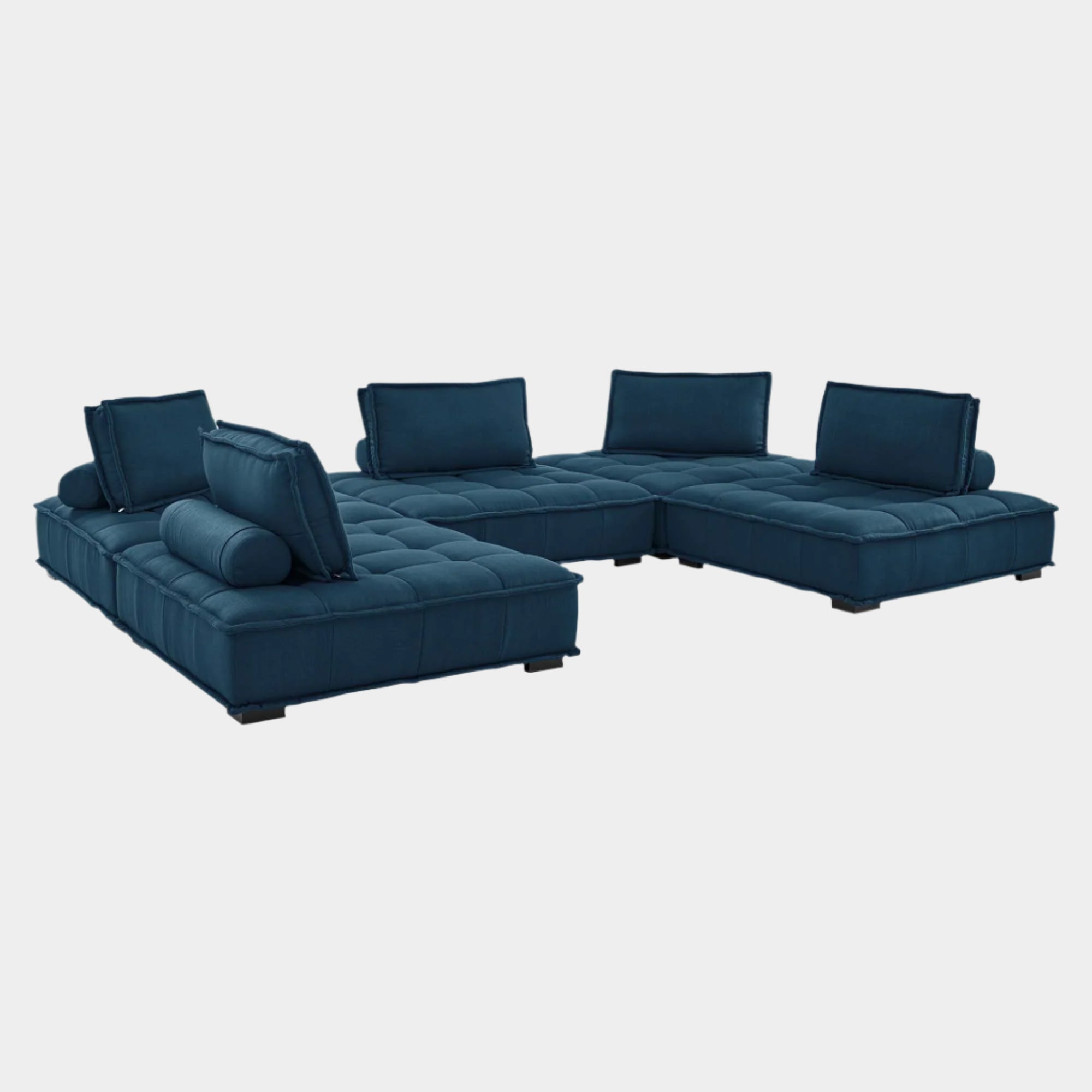 Saunter 5-Piece Tufted Fabric Fabric Sectional Sofa