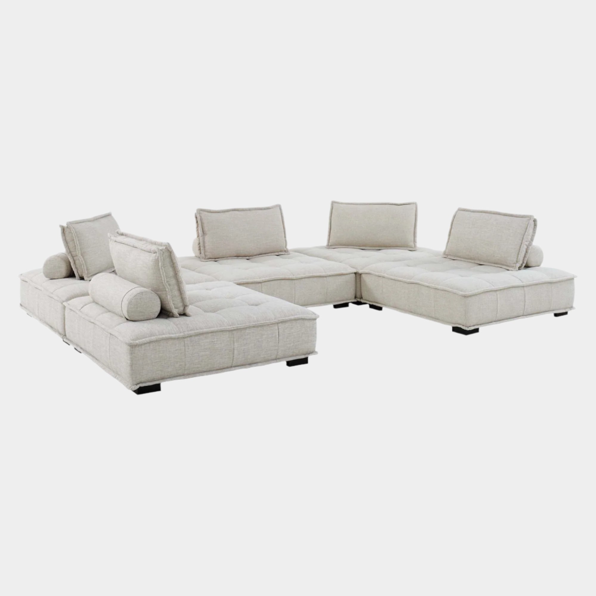 Saunter 5-Piece Tufted Fabric Fabric Sectional Sofa