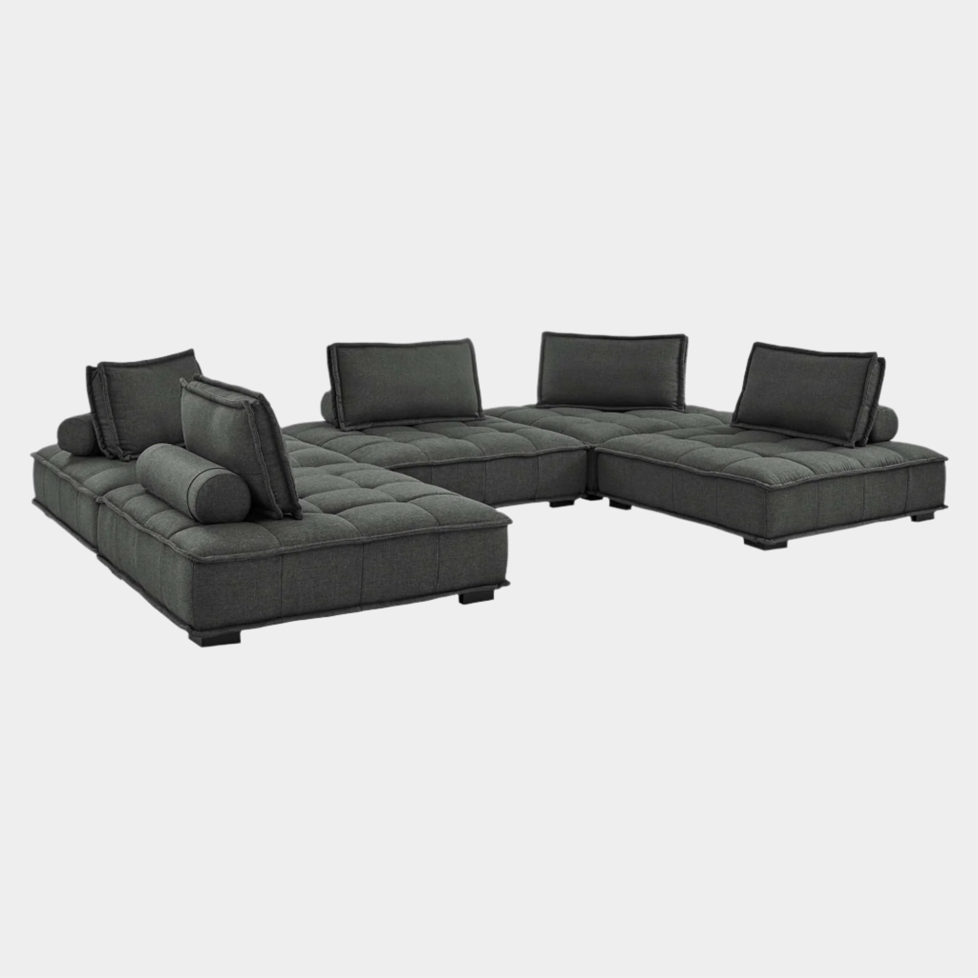 Saunter 5-Piece Tufted Fabric Fabric Sectional Sofa