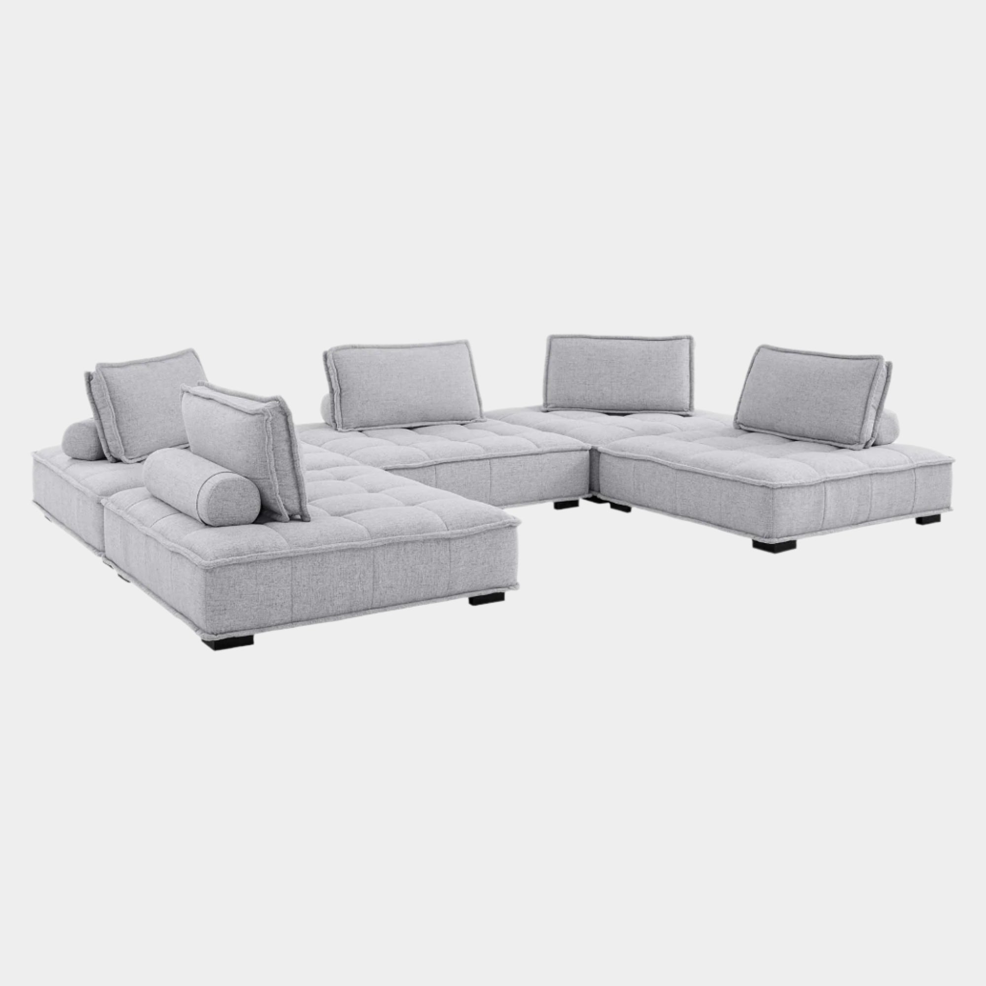 Saunter 5-Piece Tufted Fabric Fabric Sectional Sofa