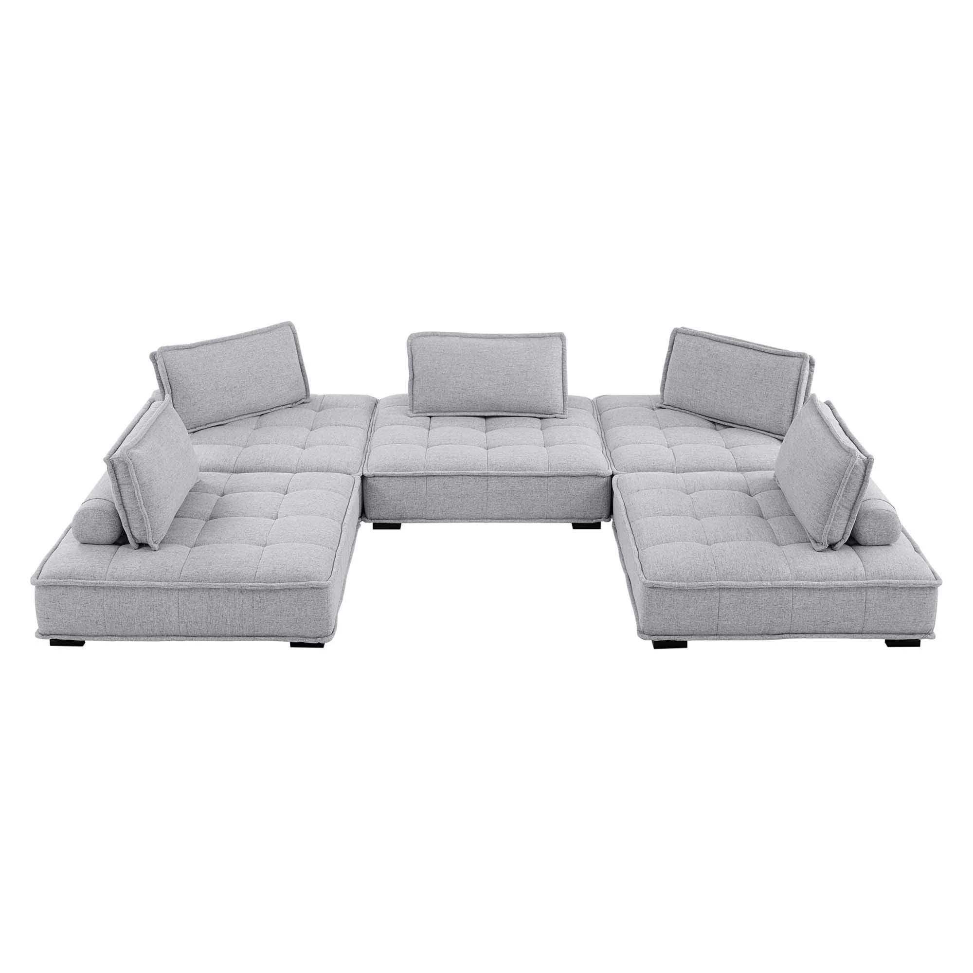 Saunter 5-Piece Tufted Fabric Fabric Sectional Sofa