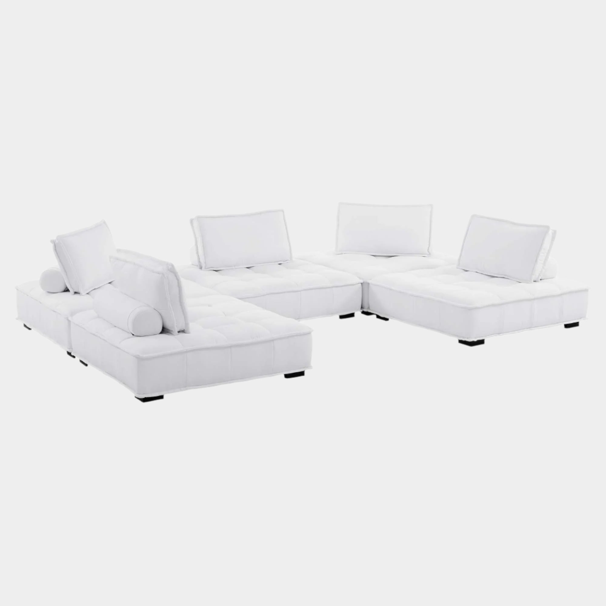 Saunter 5-Piece Tufted Fabric Fabric Sectional Sofa