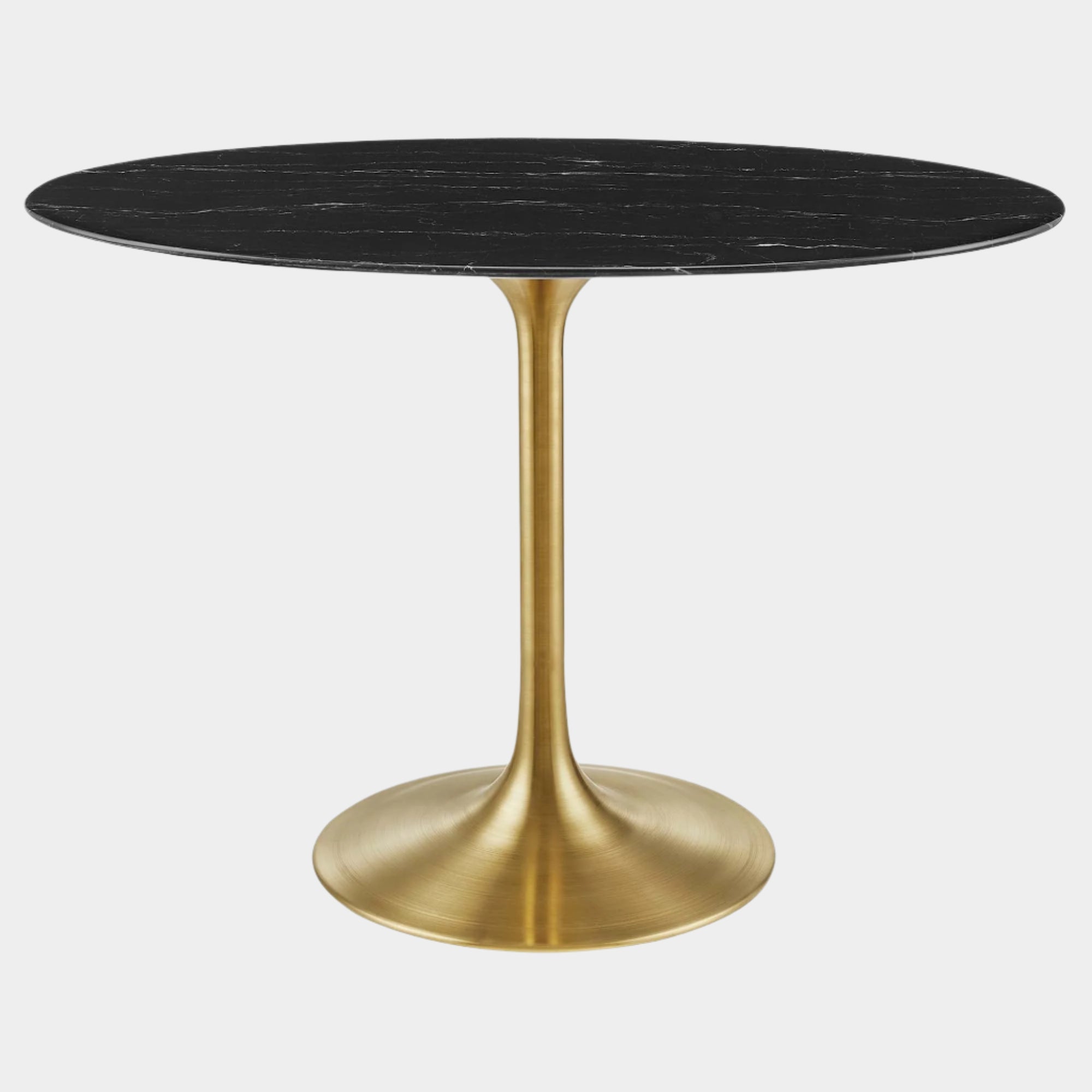 Lippa 42" Oval Artificial Marble Dining Table in Gold Black