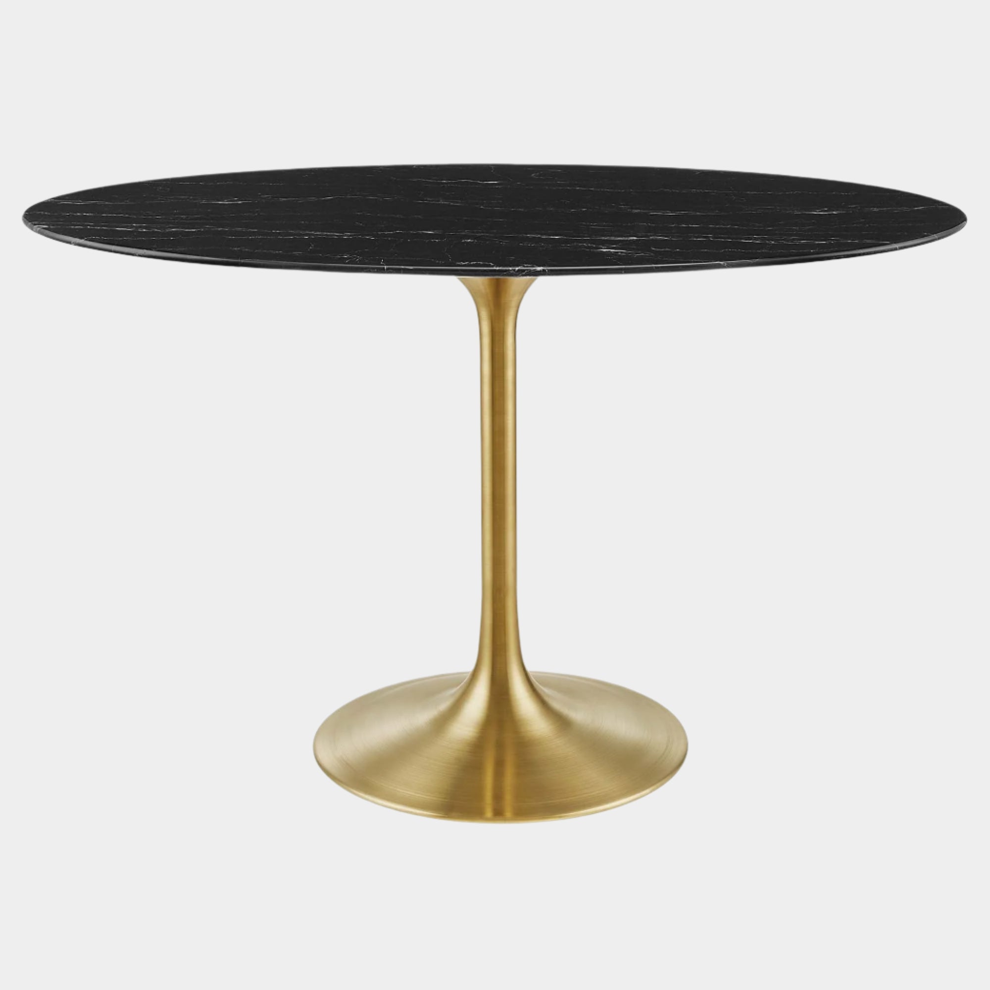 Lippa 48" Oval Artificial Marble Dining Table in Gold Black