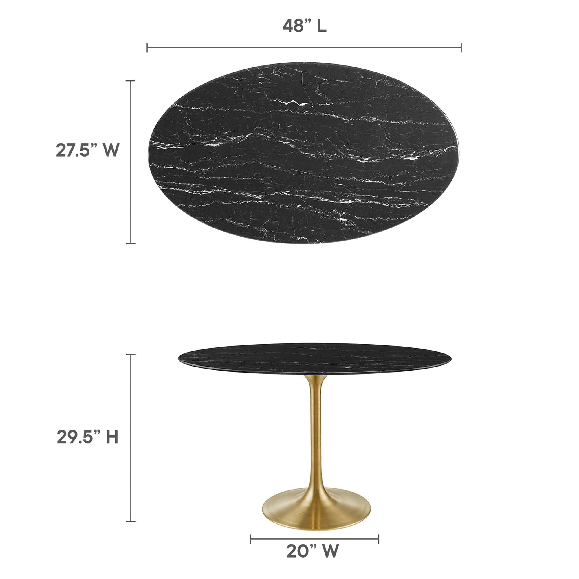 Lippa 48" Oval Artificial Marble Dining Table in Gold Black