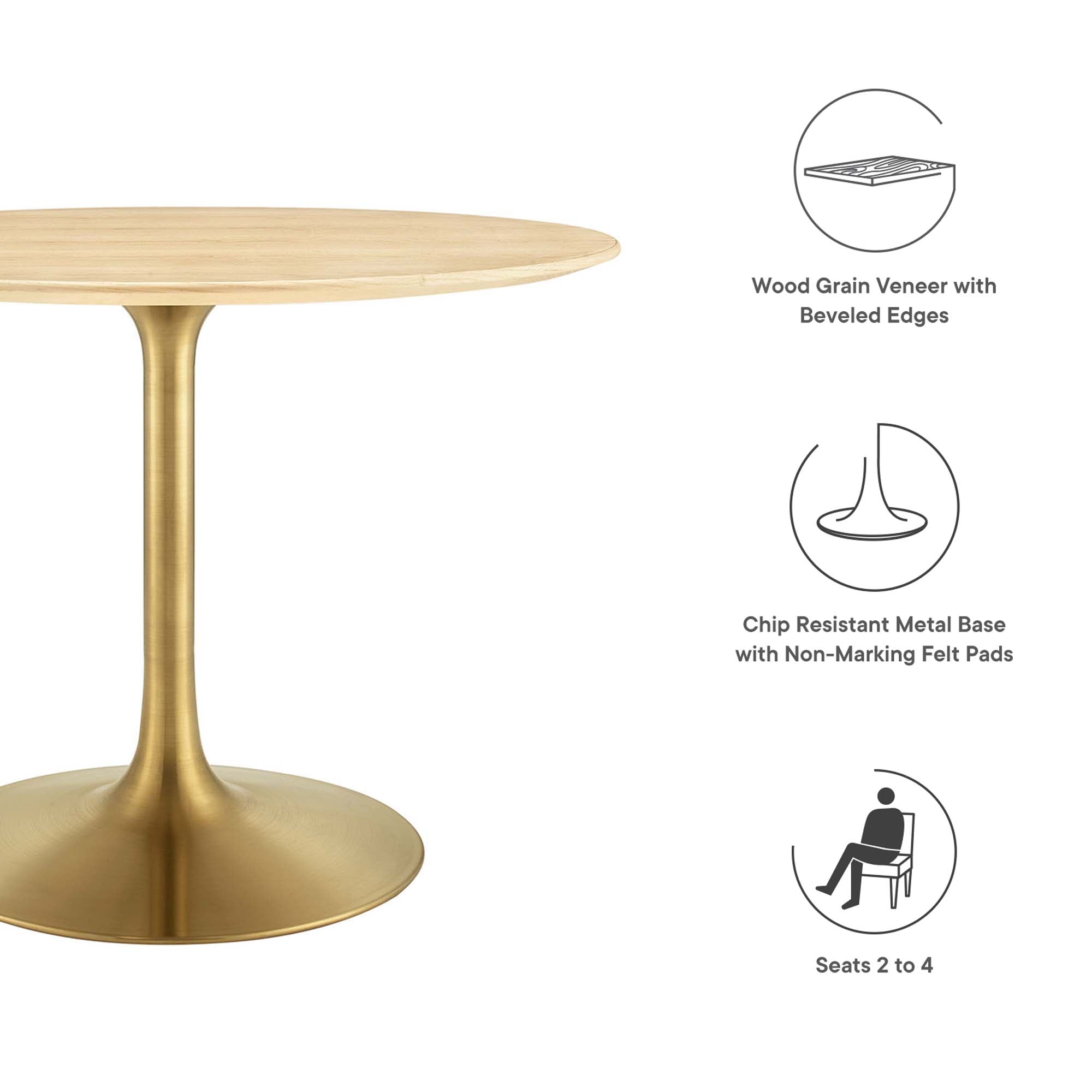 Lippa 40" Wood Dining Table in Gold Natural