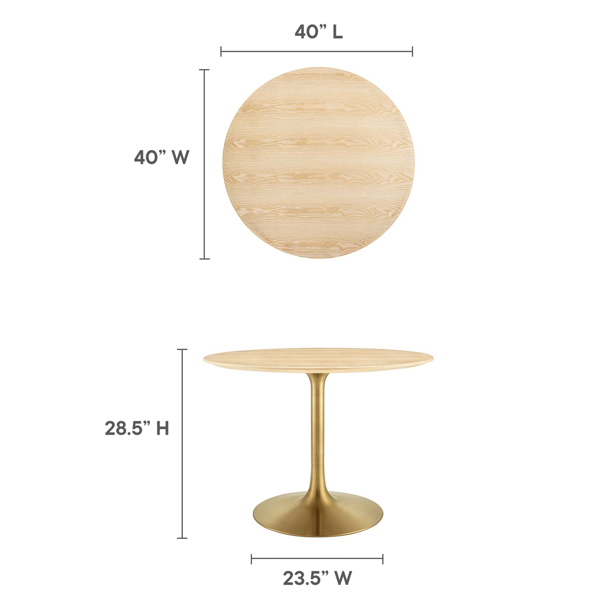 Lippa 40" Wood Dining Table in Gold Natural