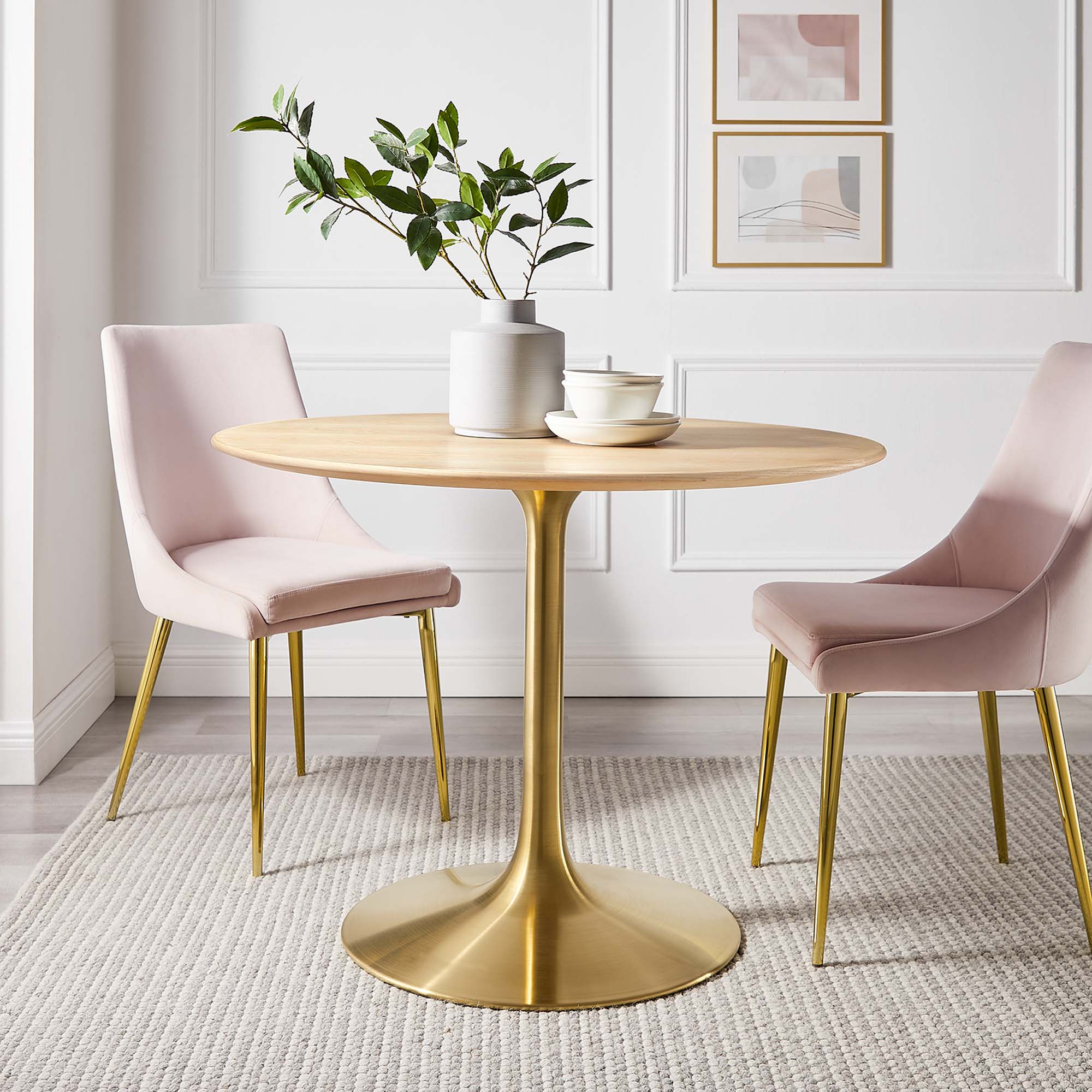 Lippa 40" Wood Dining Table in Gold Natural