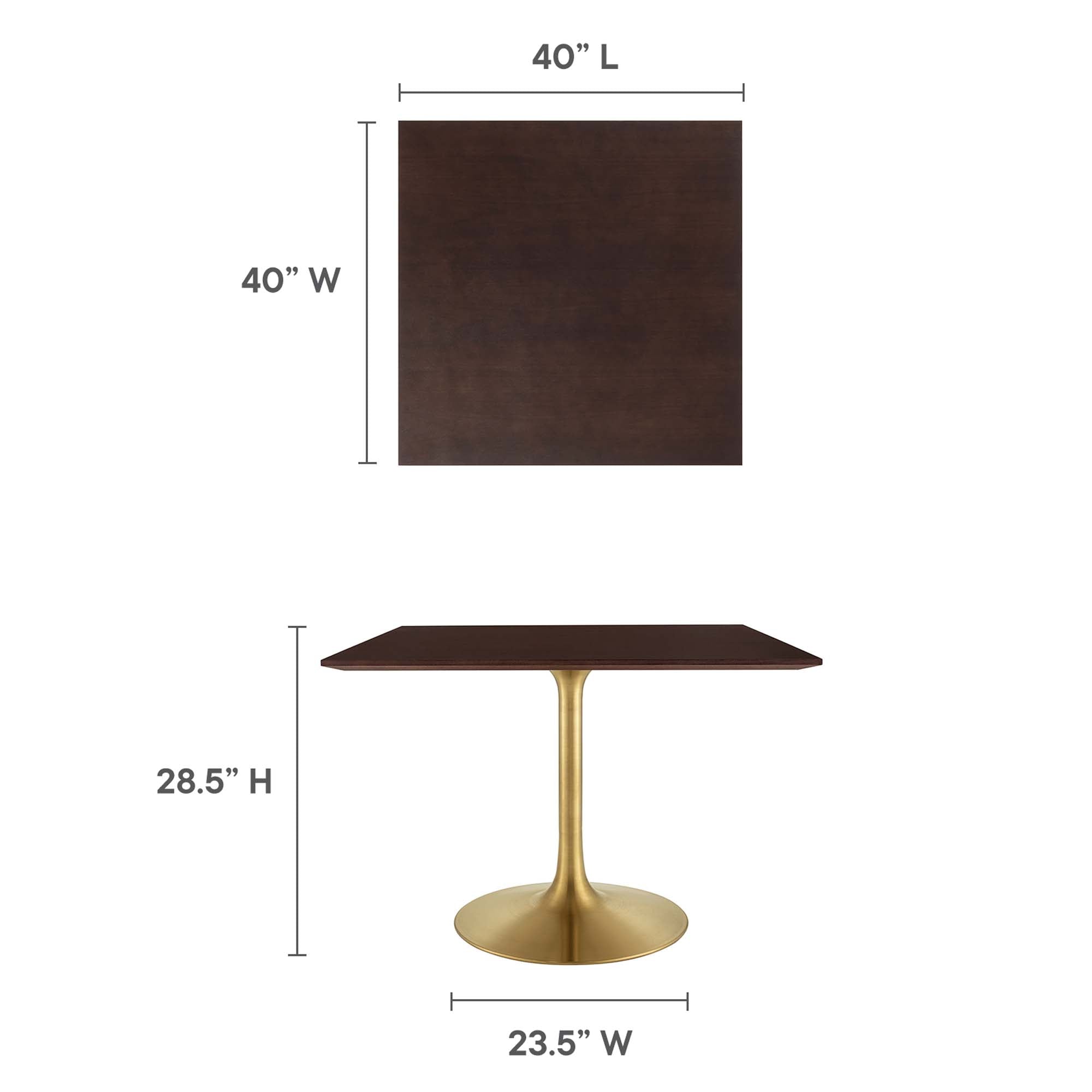 Lippa 40" Square Wood Dining Table in Gold Cherry Walnut