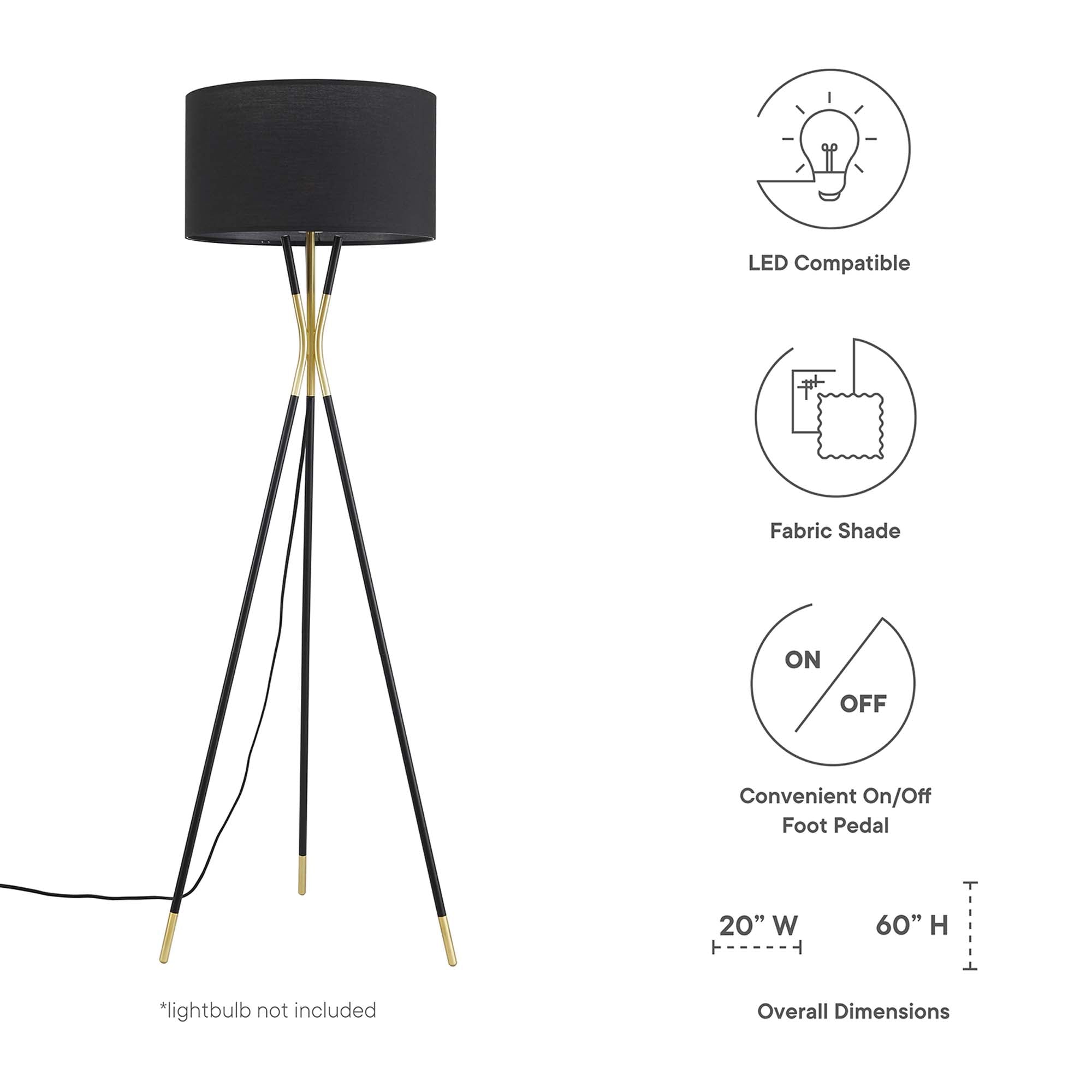 Audrey Standing Floor Lamp in Black