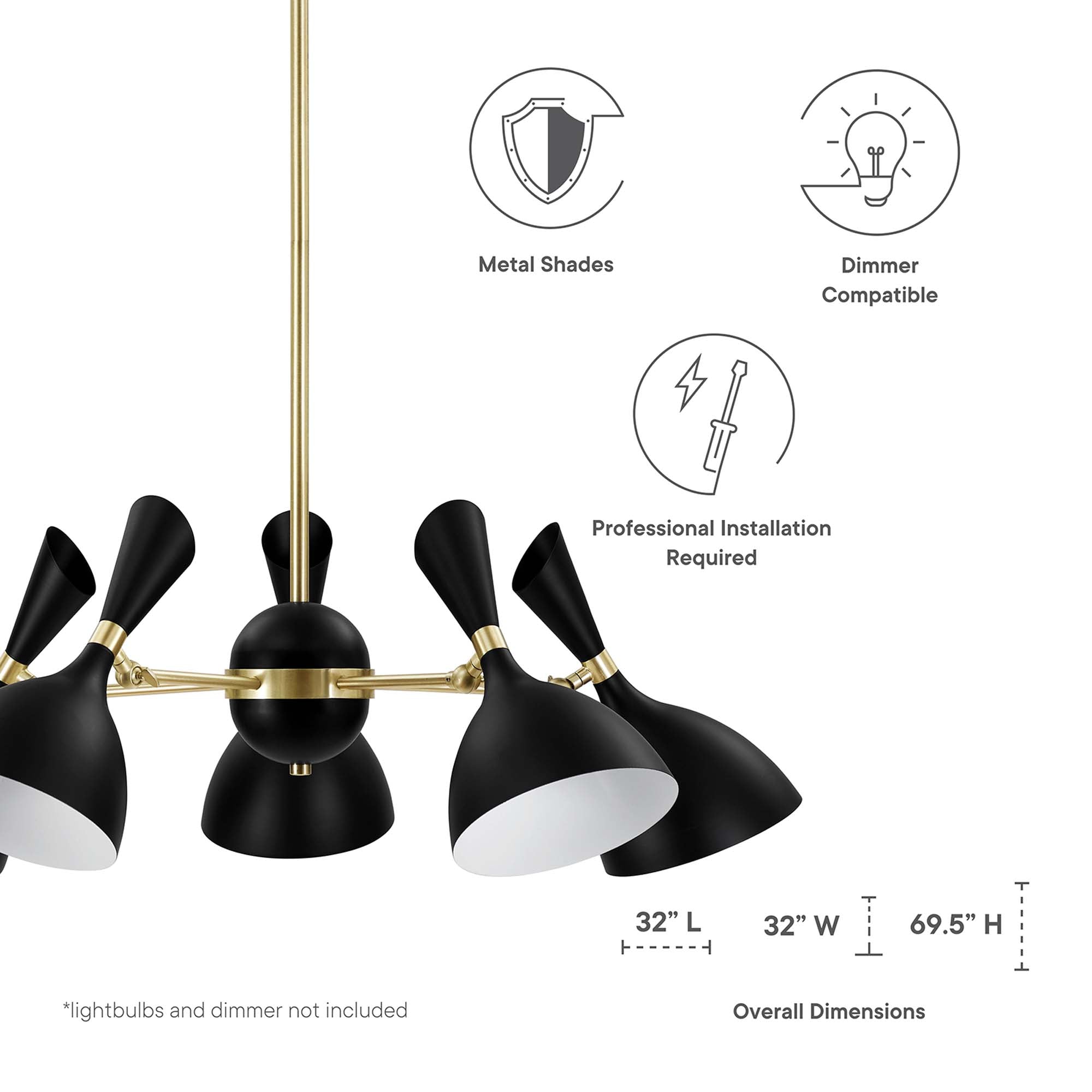 Suspension à 5 lampes et bras de 6 po Declare