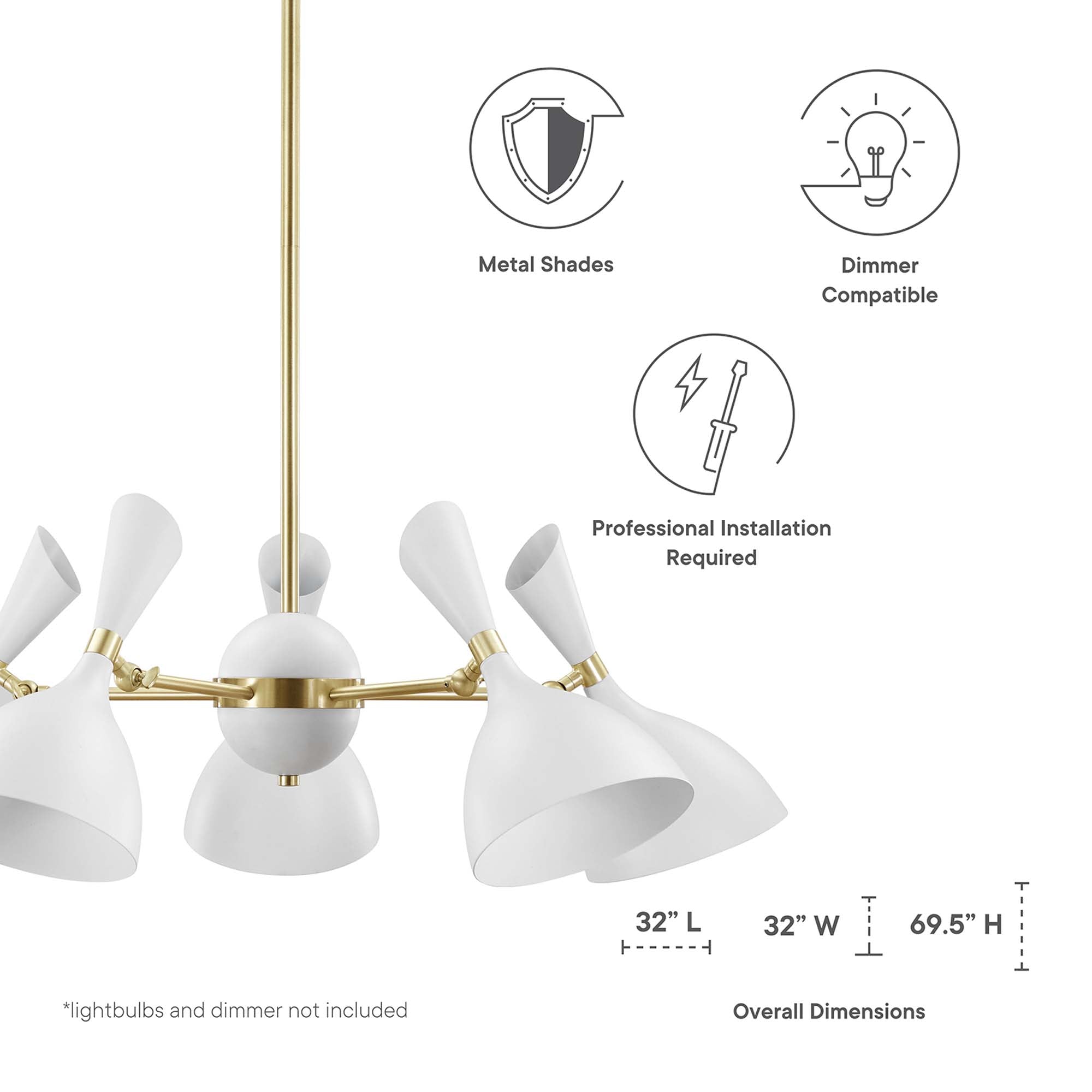 Suspension à 5 lampes et bras de 6 po Declare