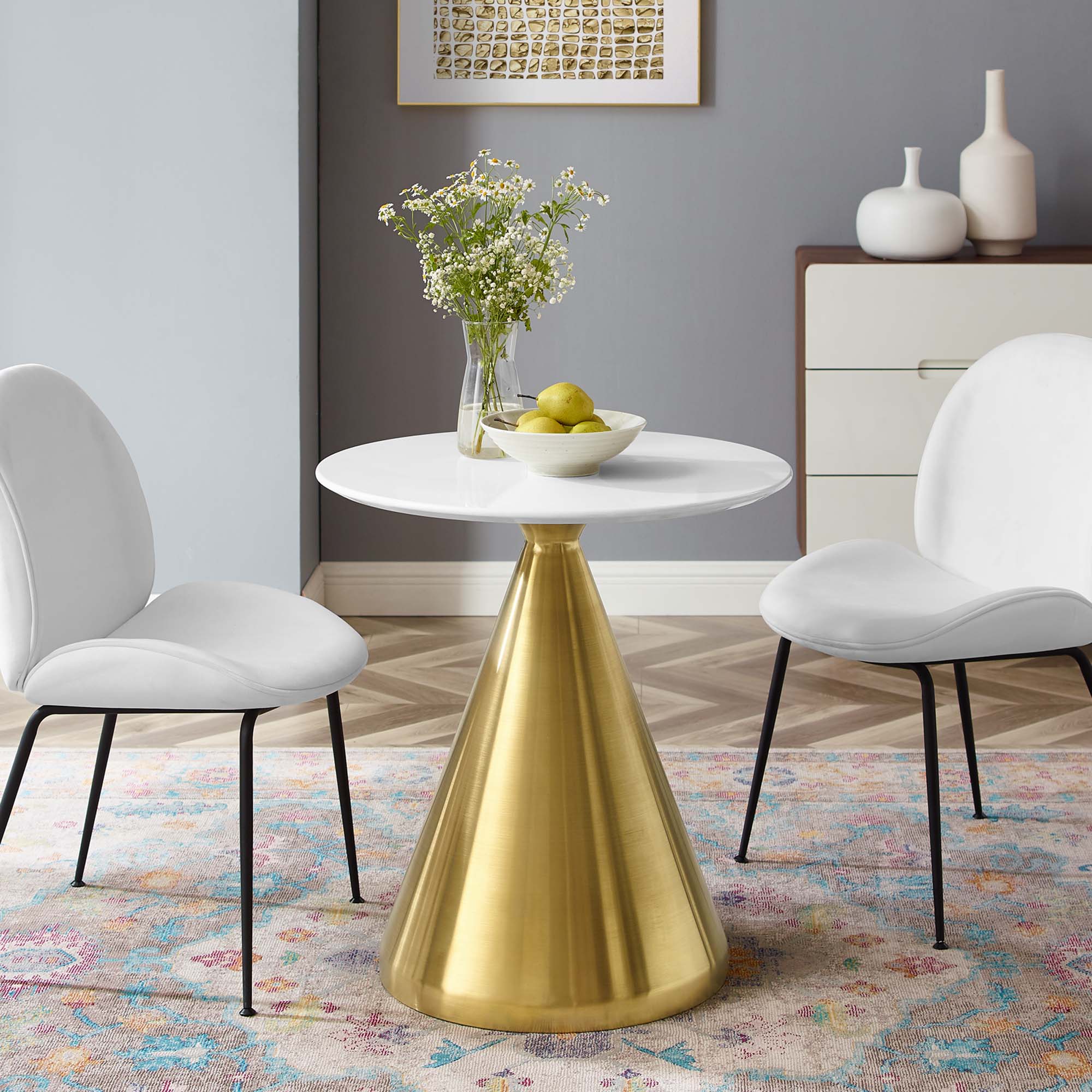 Tupelo 28" Dining Table in Gold White