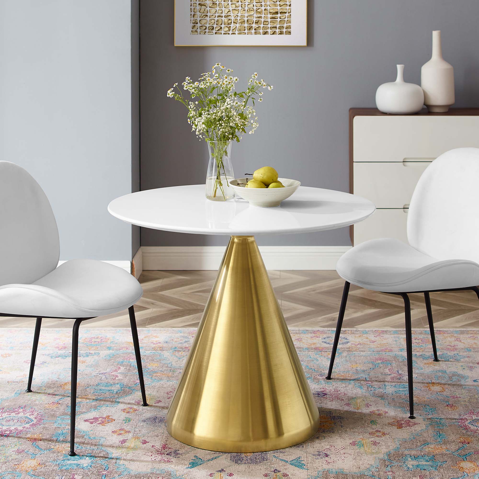 Tupelo 36" Dining Table in Gold White