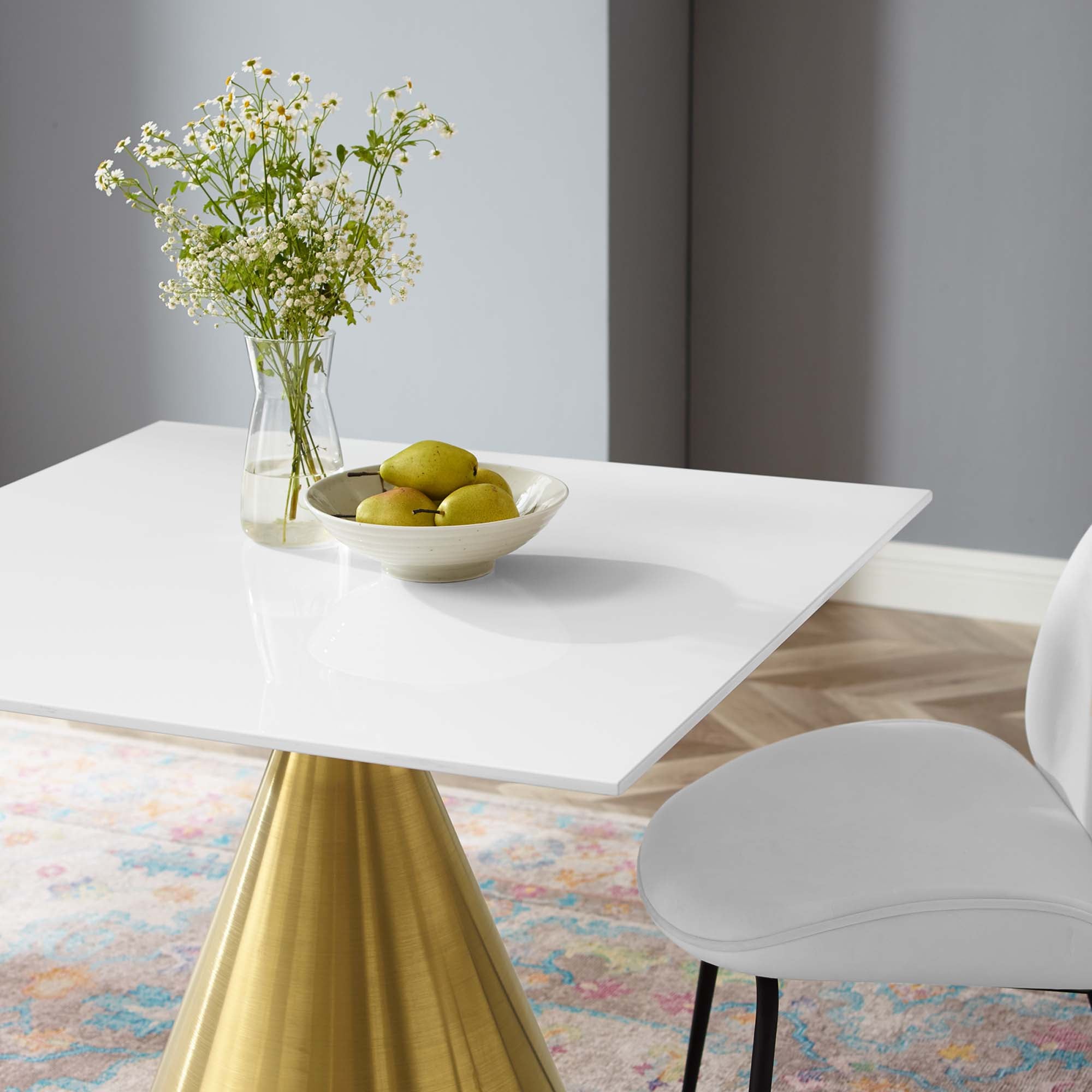 Tupelo 36" Square Dining Table in Gold White