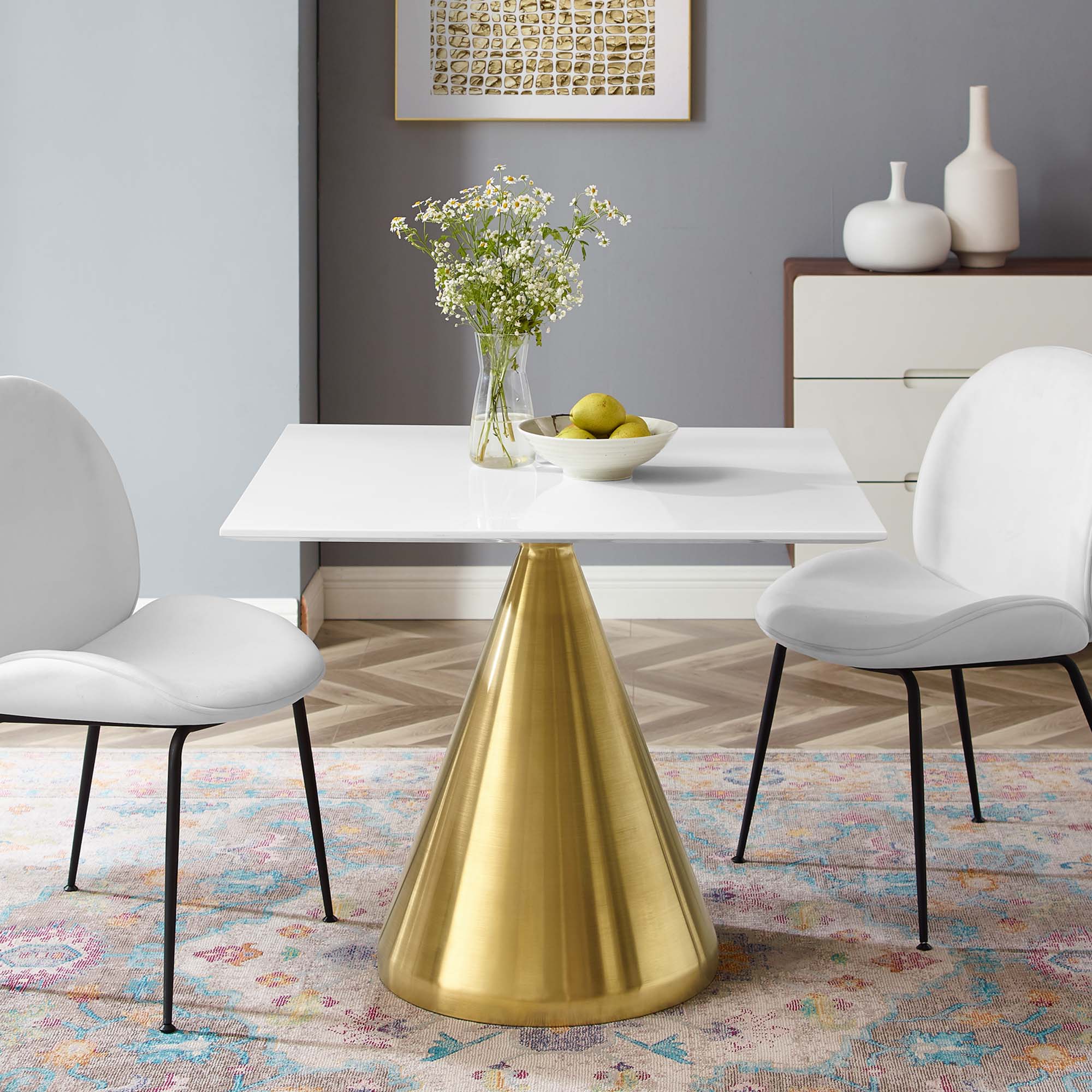 Tupelo 36" Square Dining Table in Gold White