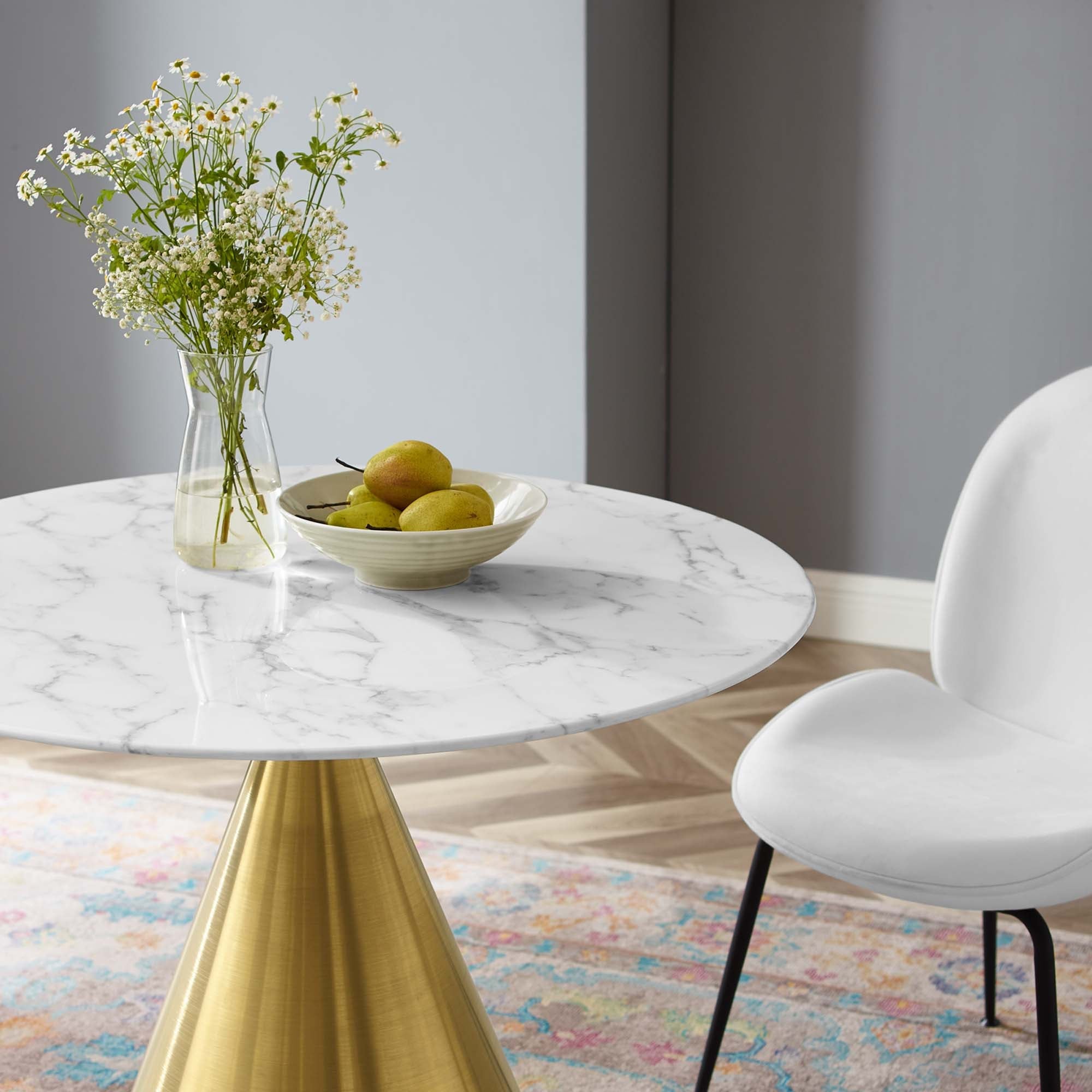 Tupelo 36" Artificial Marble Dining Table in Gold White