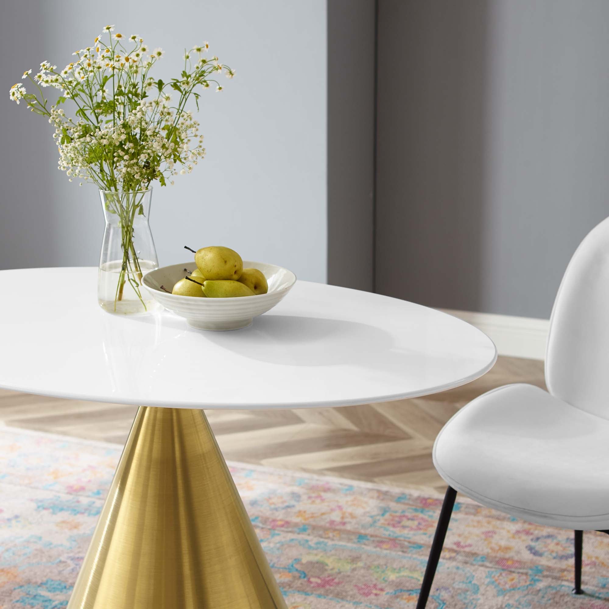 Tupelo 42" Oval Dining Table in Gold White