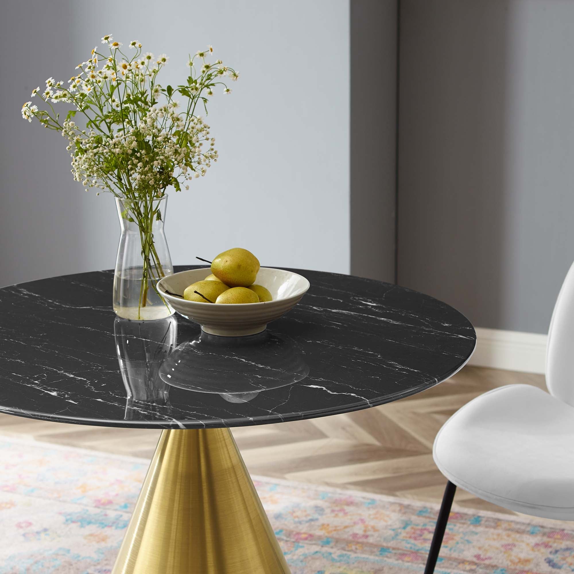 Tupelo 36" Artificial Marble Dining Table in Gold Black