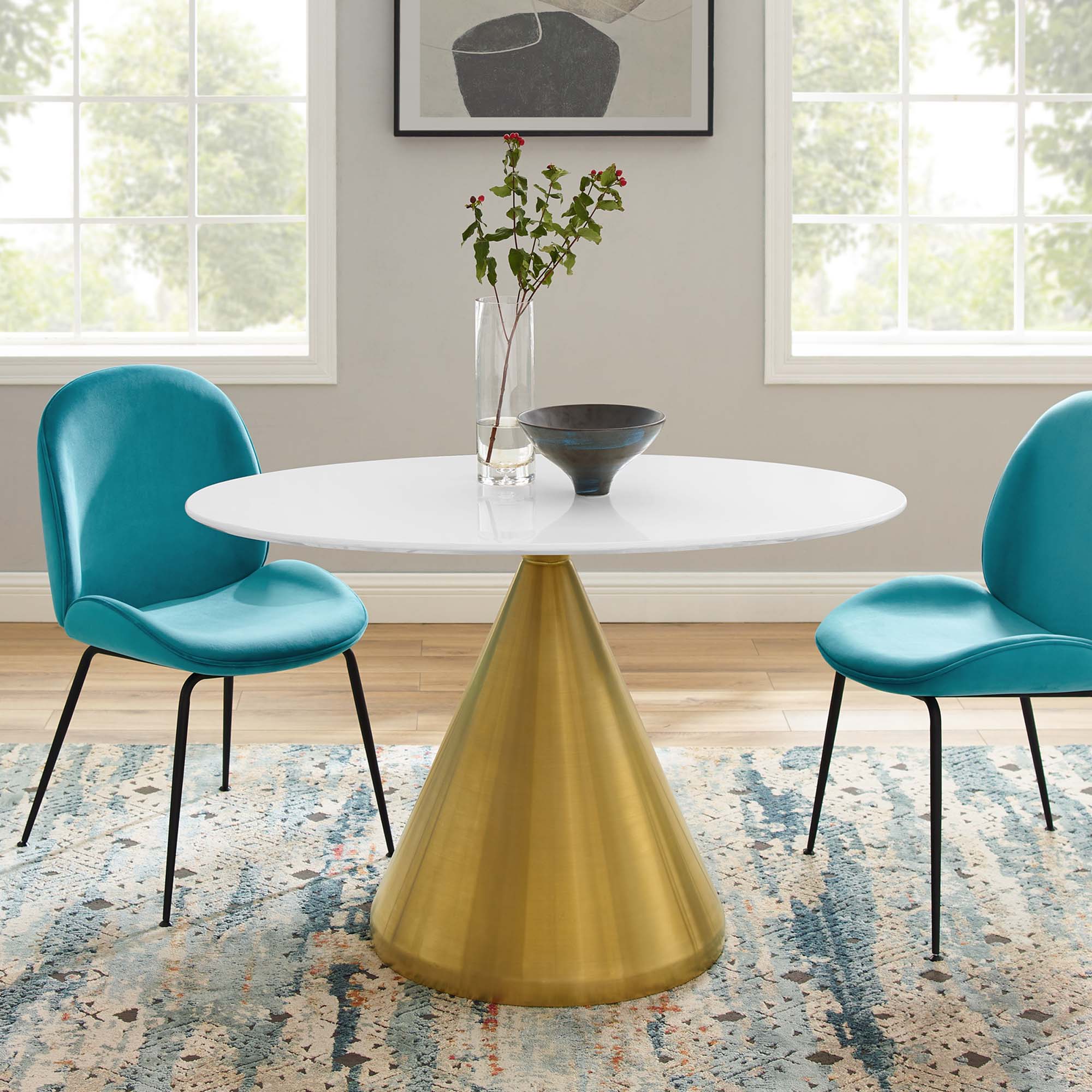 Tupelo 48" Oval Dining Table in Gold White