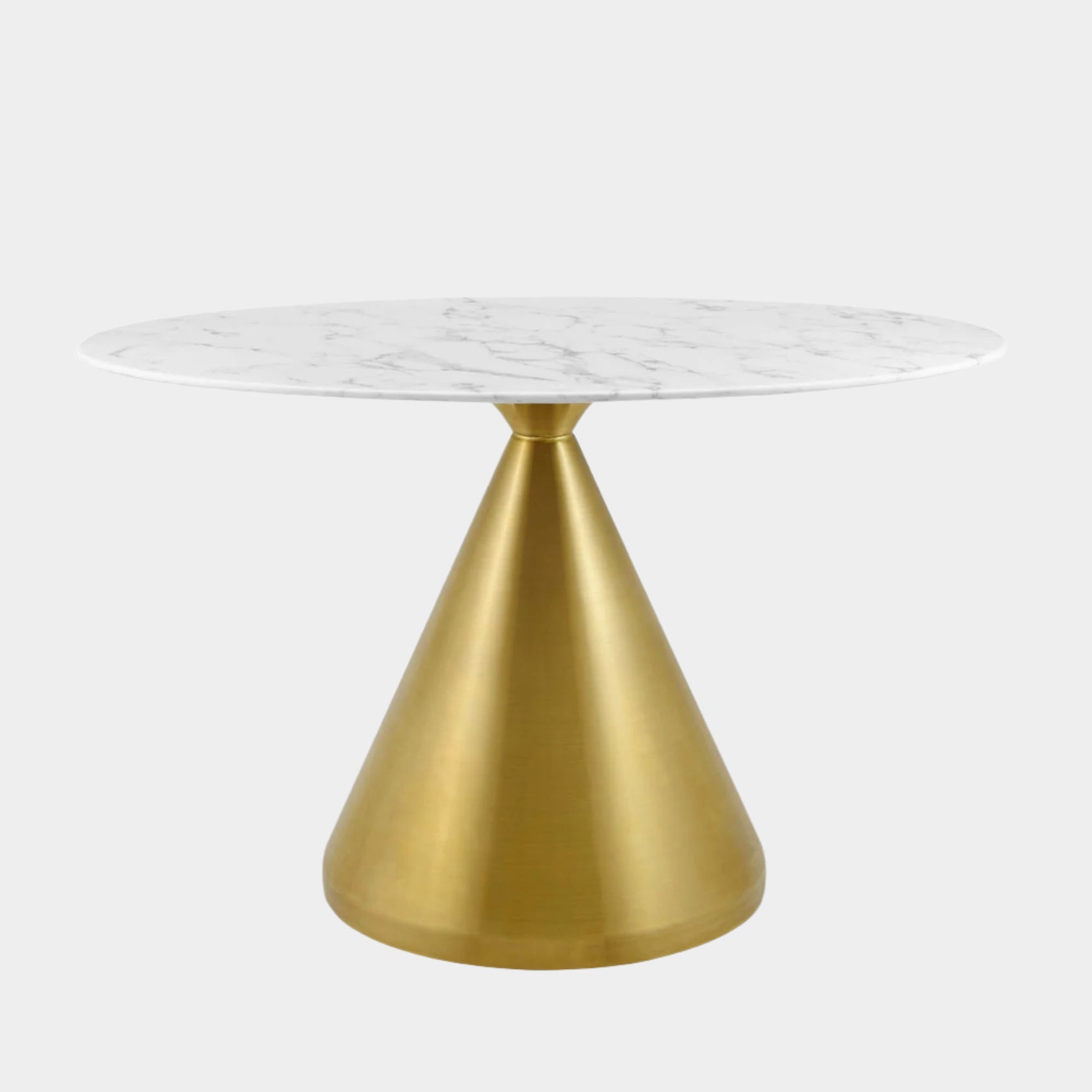 Tupelo 48" Oval Artificial Marble Dining Table in Gold White