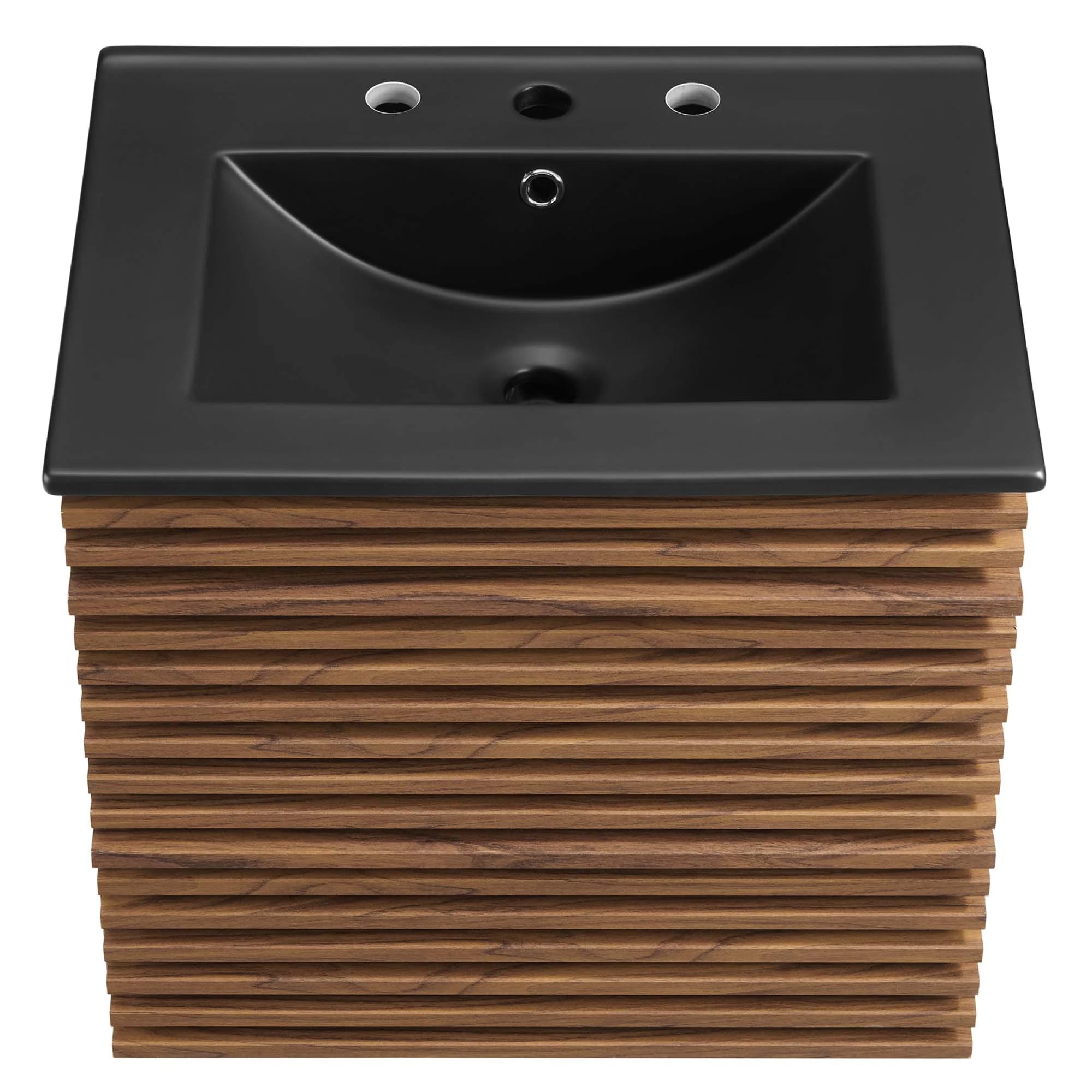 Meuble-lavabo mural de salle de bain avec vasque noire incluse