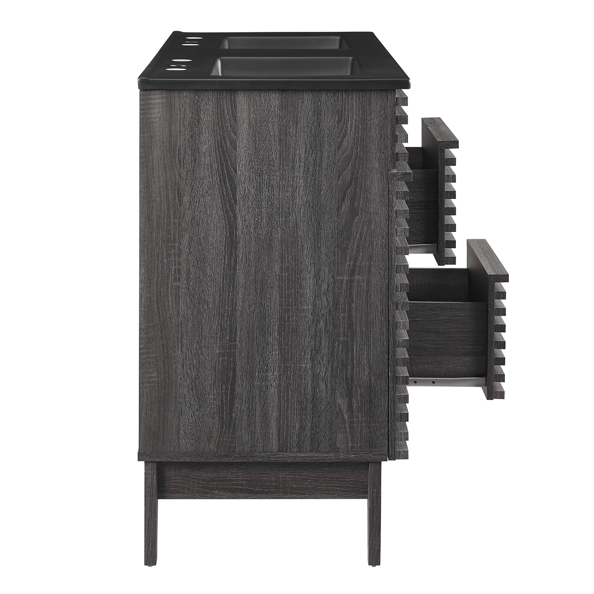 Meuble-lavabo à double vasque avec vasque noire incluse