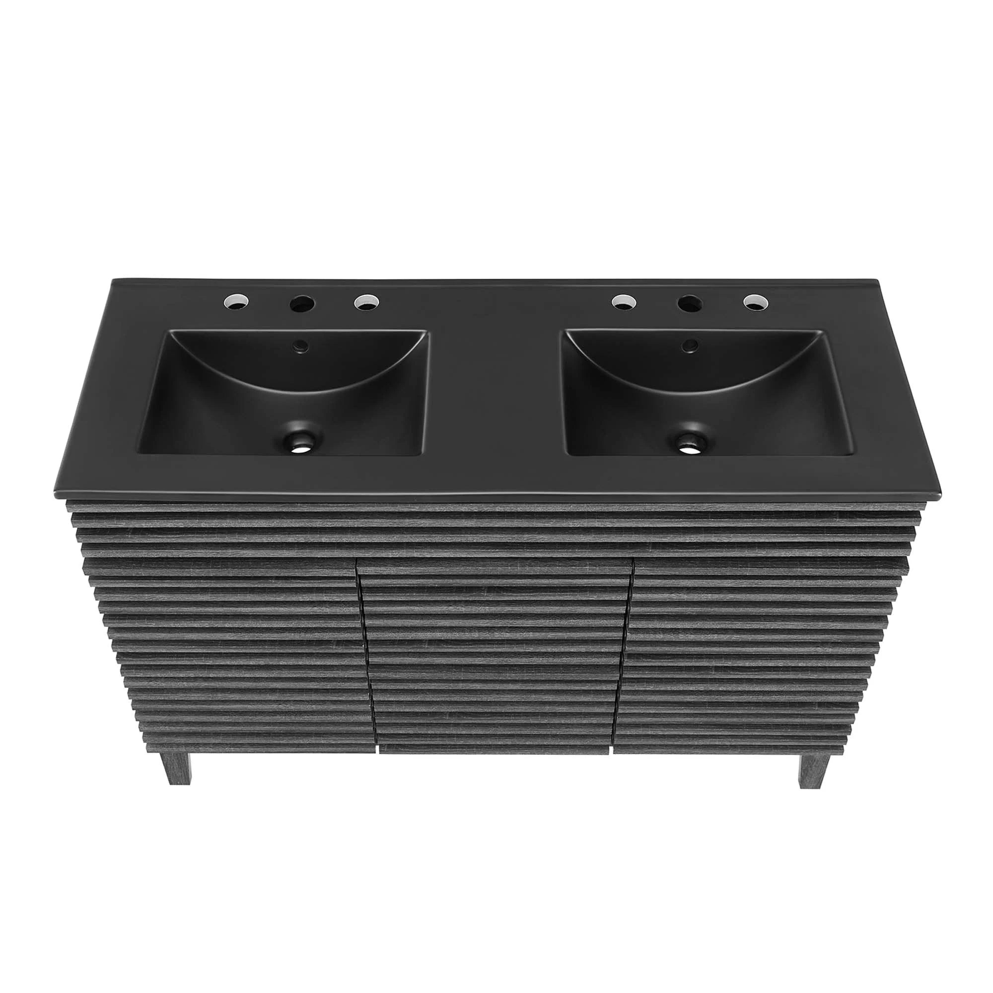 Meuble-lavabo à double vasque avec vasque noire incluse