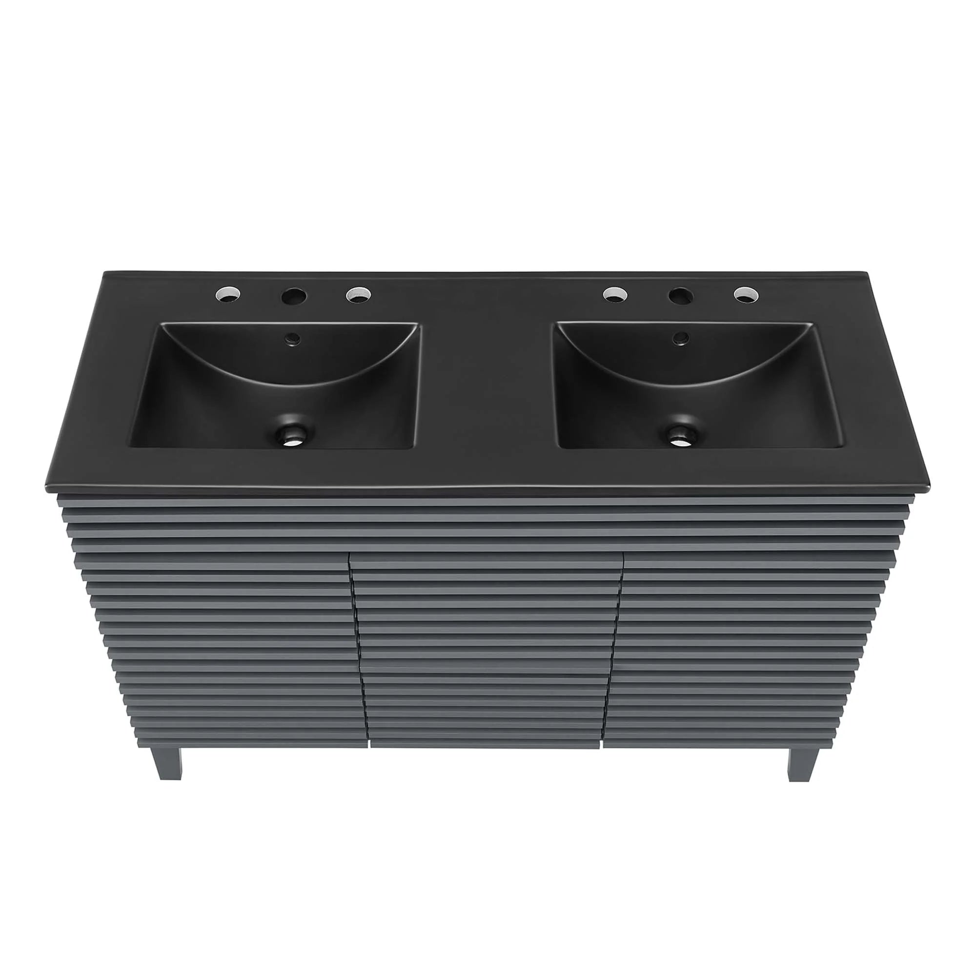 Meuble-lavabo à double vasque avec vasque noire incluse