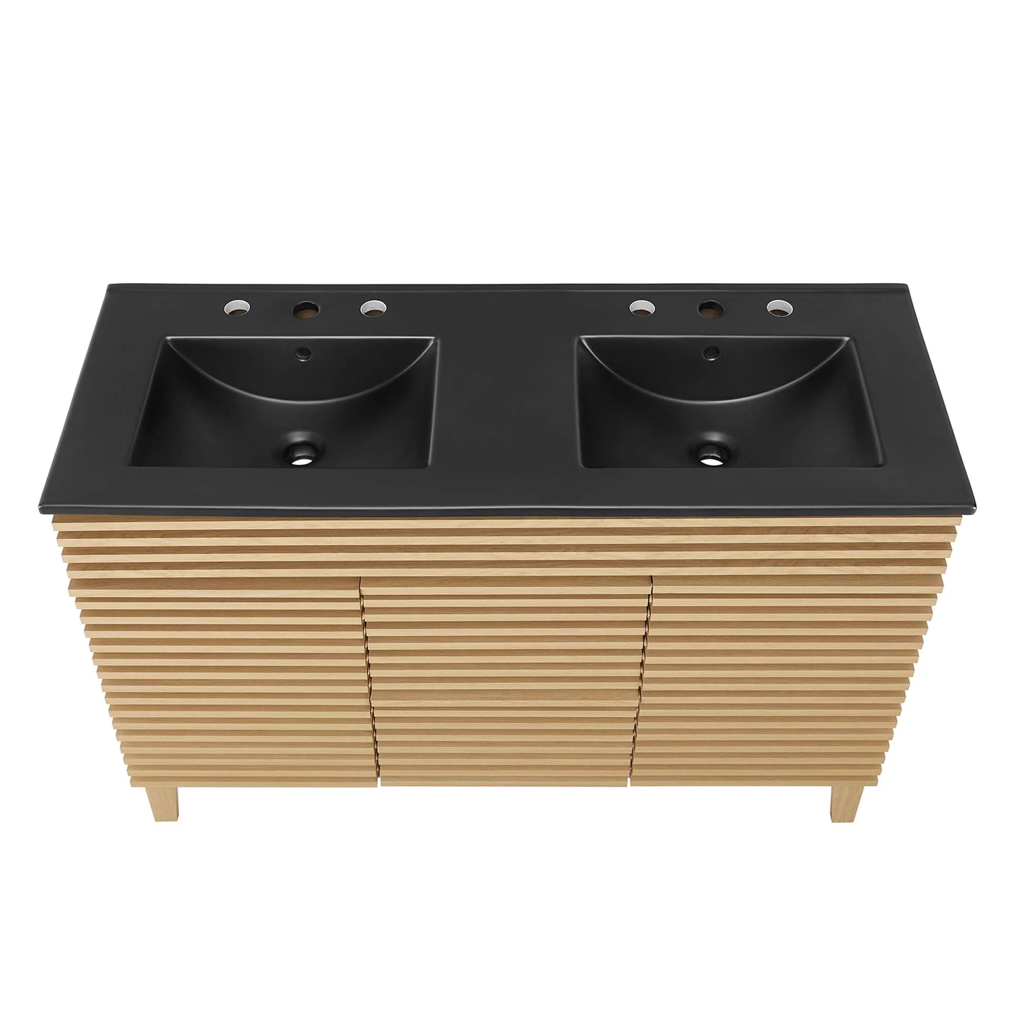 Meuble-lavabo à double vasque avec vasque noire incluse