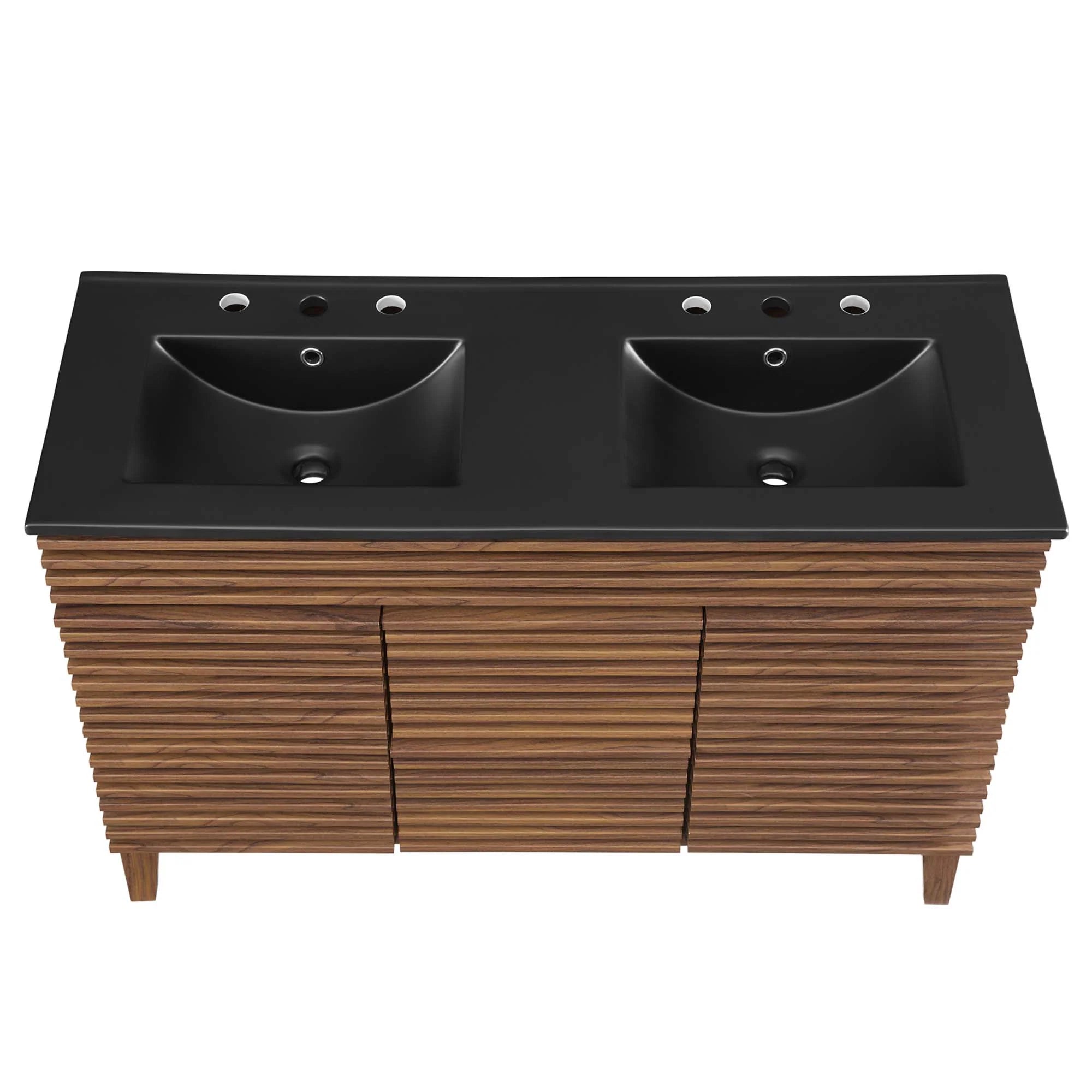 Meuble-lavabo à double vasque avec vasque noire incluse