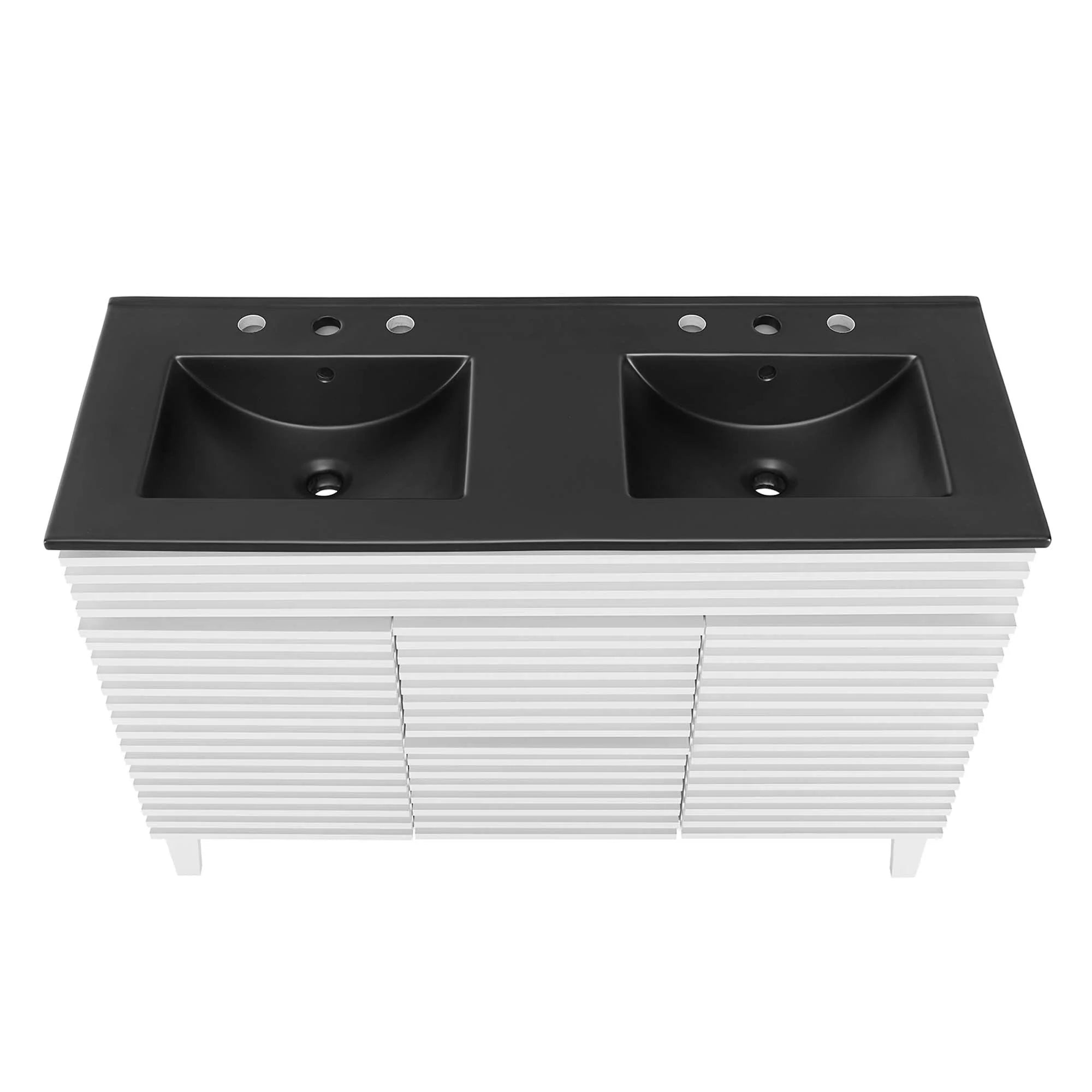 Meuble-lavabo à double vasque avec vasque noire incluse