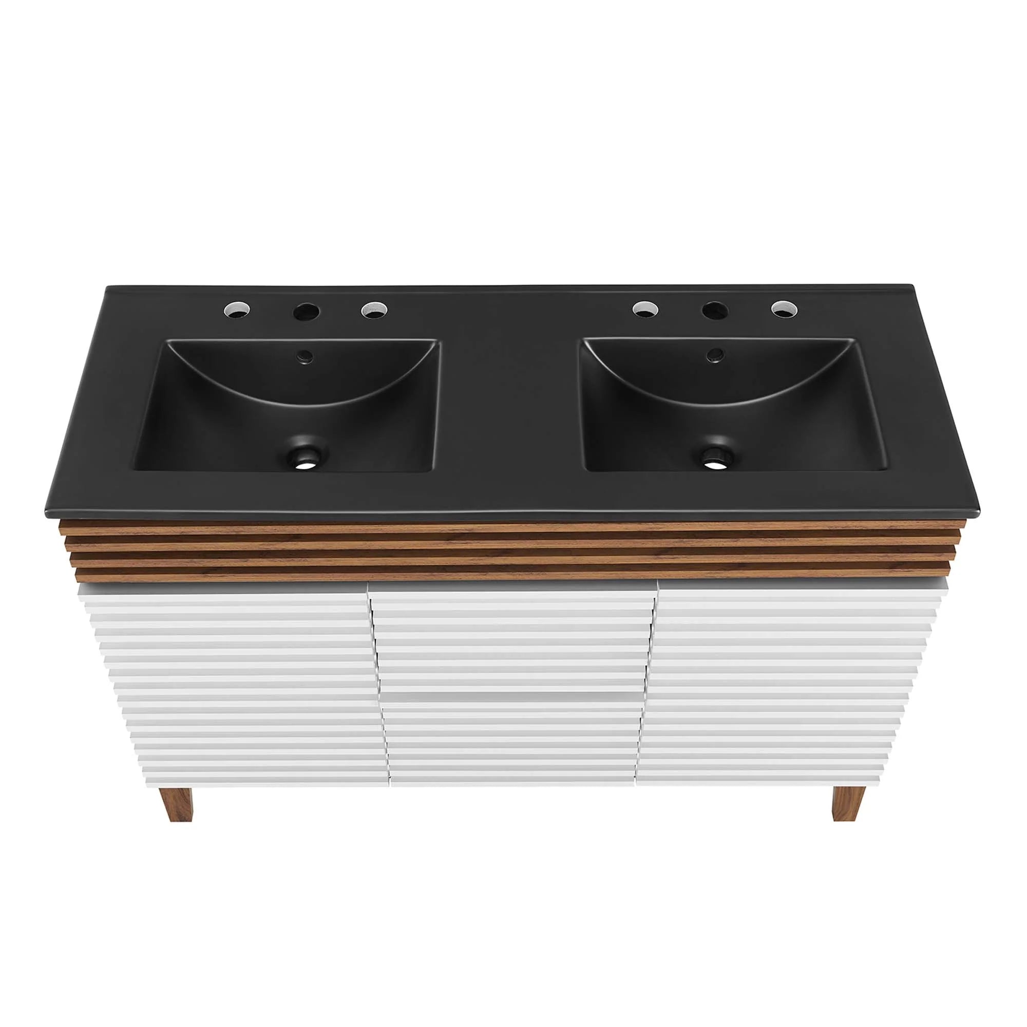 Meuble-lavabo à double vasque avec vasque noire incluse