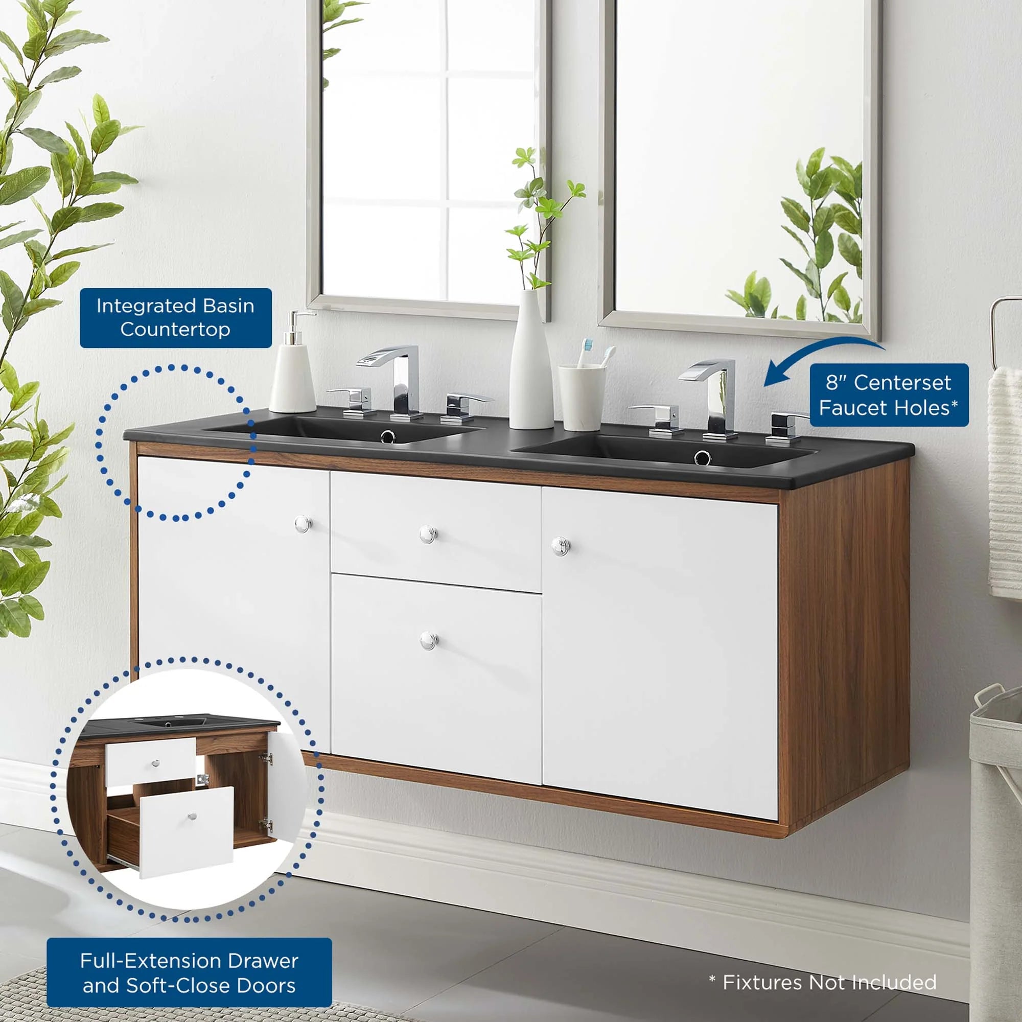 Transmit Wall-Mount Bathroom Vanity Basin Included