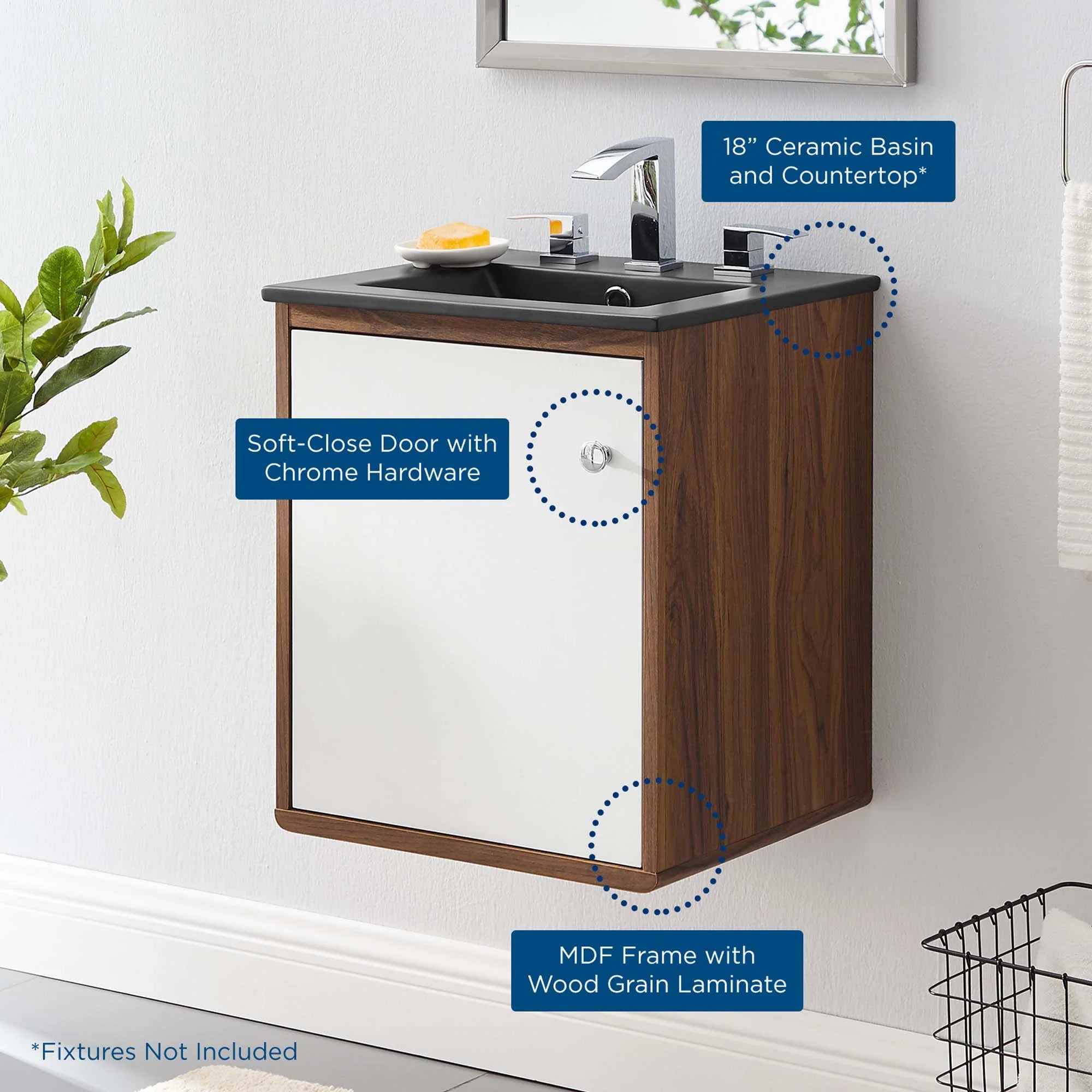 Transmit Wall-Mount Bathroom Vanity Basin Included