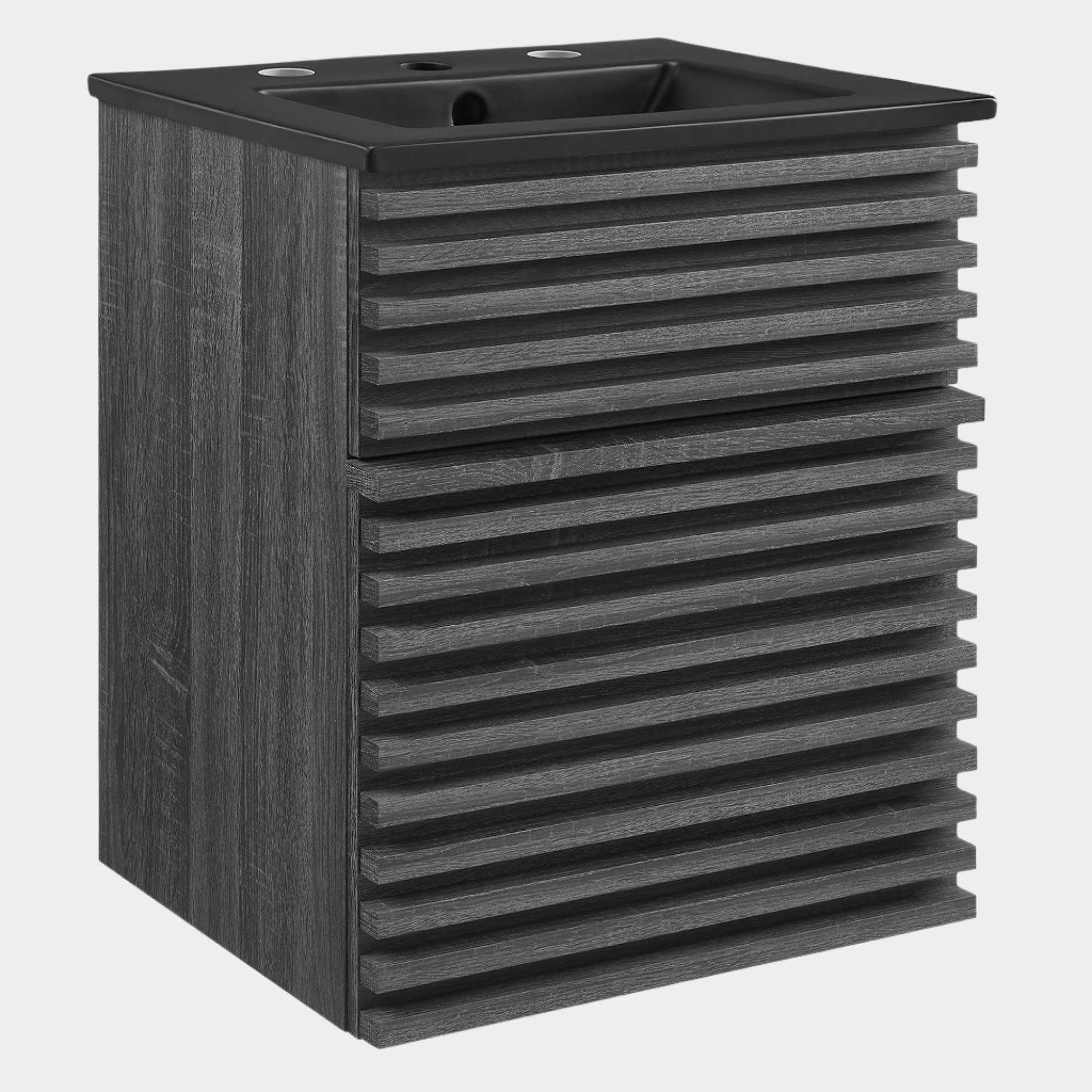 Meuble-lavabo mural de salle de bain avec vasque noire incluse