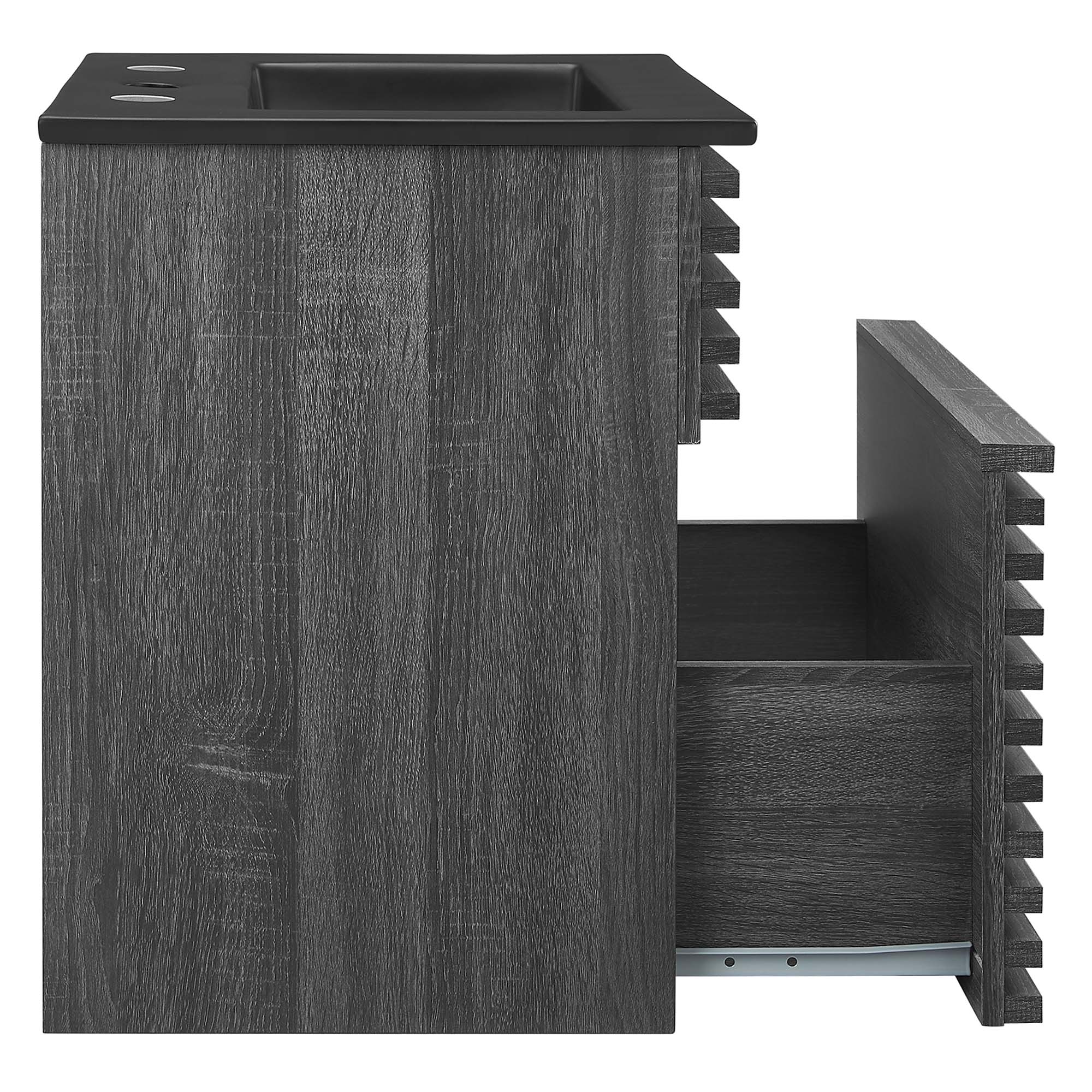 Meuble-lavabo mural de salle de bain avec vasque noire incluse