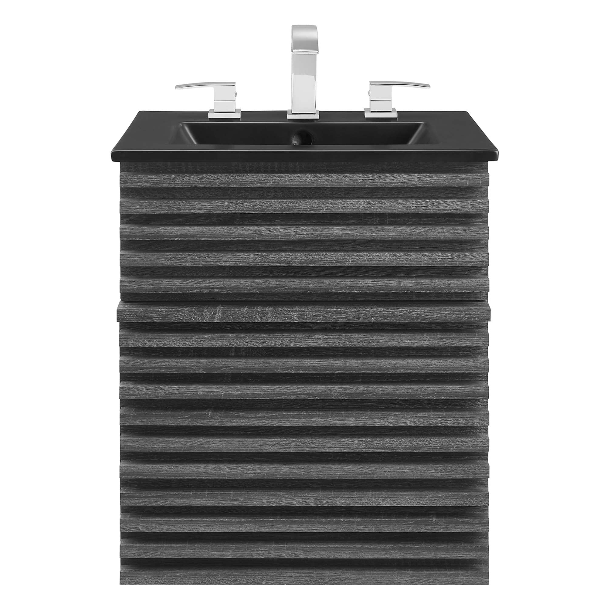 Meuble-lavabo mural de salle de bain avec vasque noire incluse