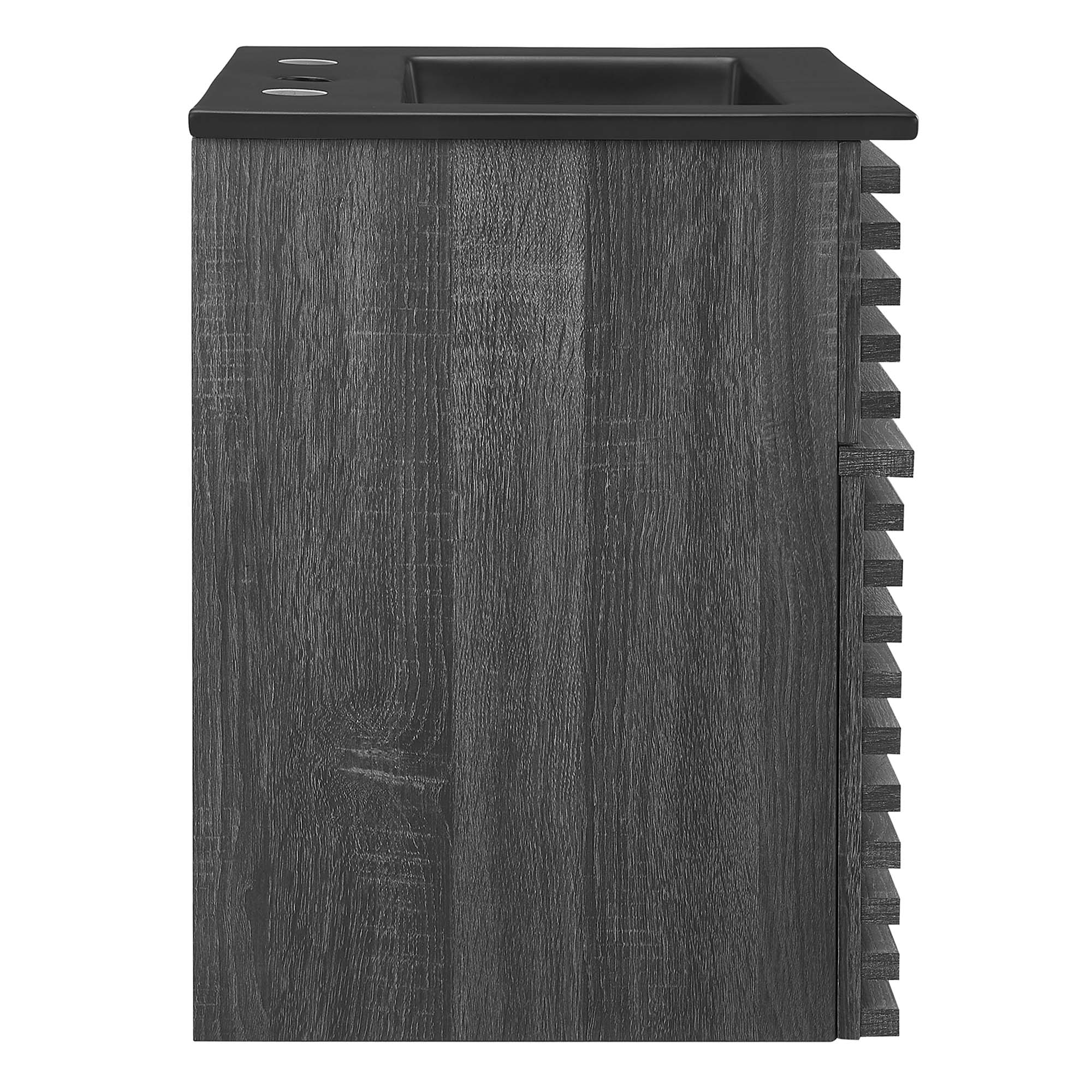 Meuble-lavabo mural de salle de bain avec vasque noire incluse