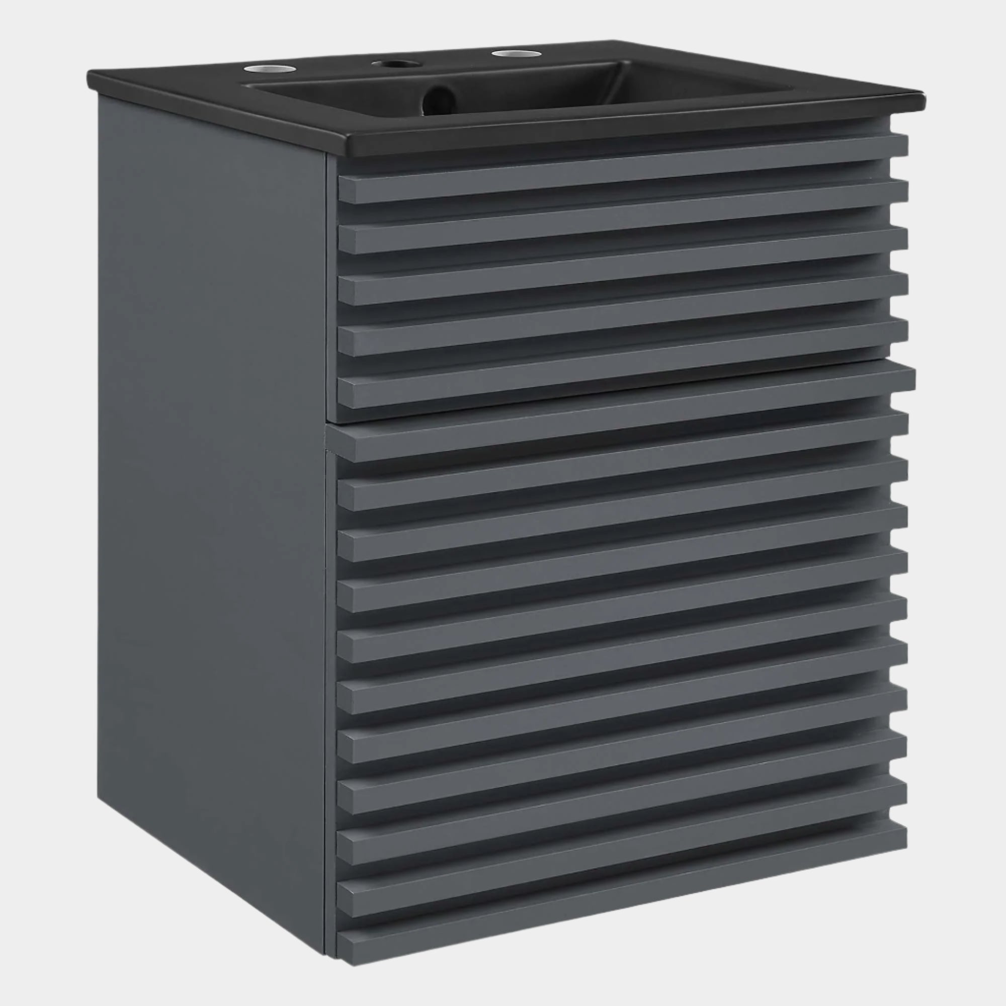 Meuble-lavabo mural de salle de bain avec vasque noire incluse