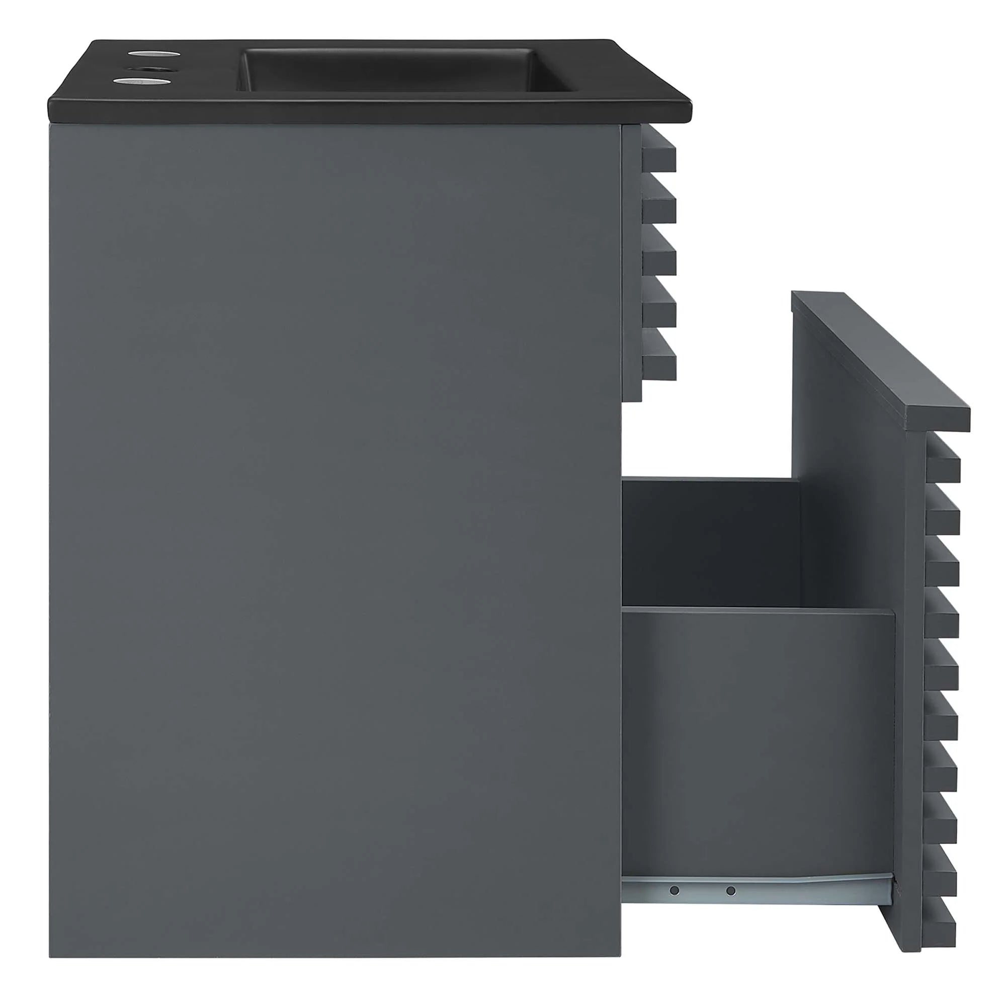 Meuble-lavabo mural de salle de bain avec vasque noire incluse