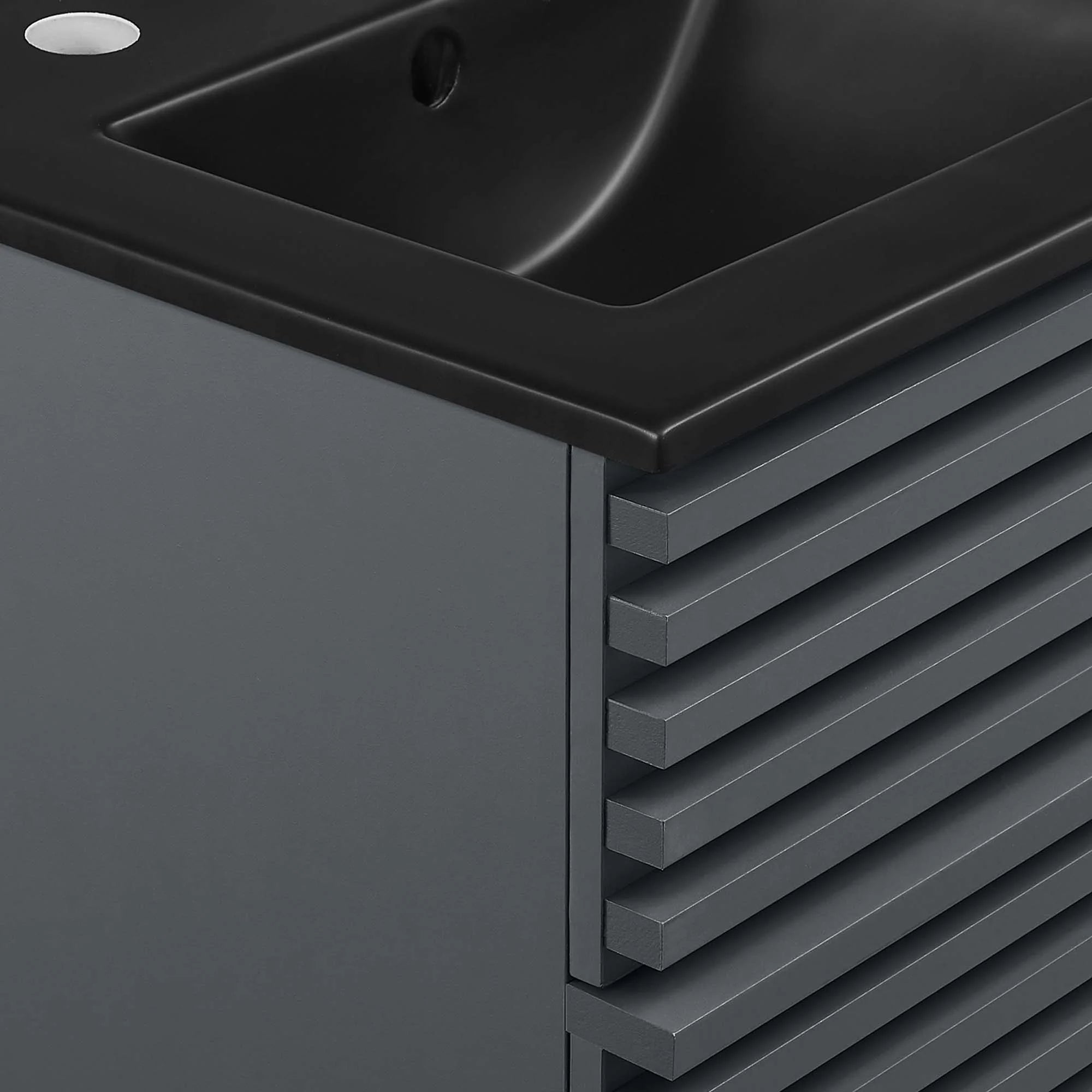 Meuble-lavabo mural de salle de bain avec vasque noire incluse