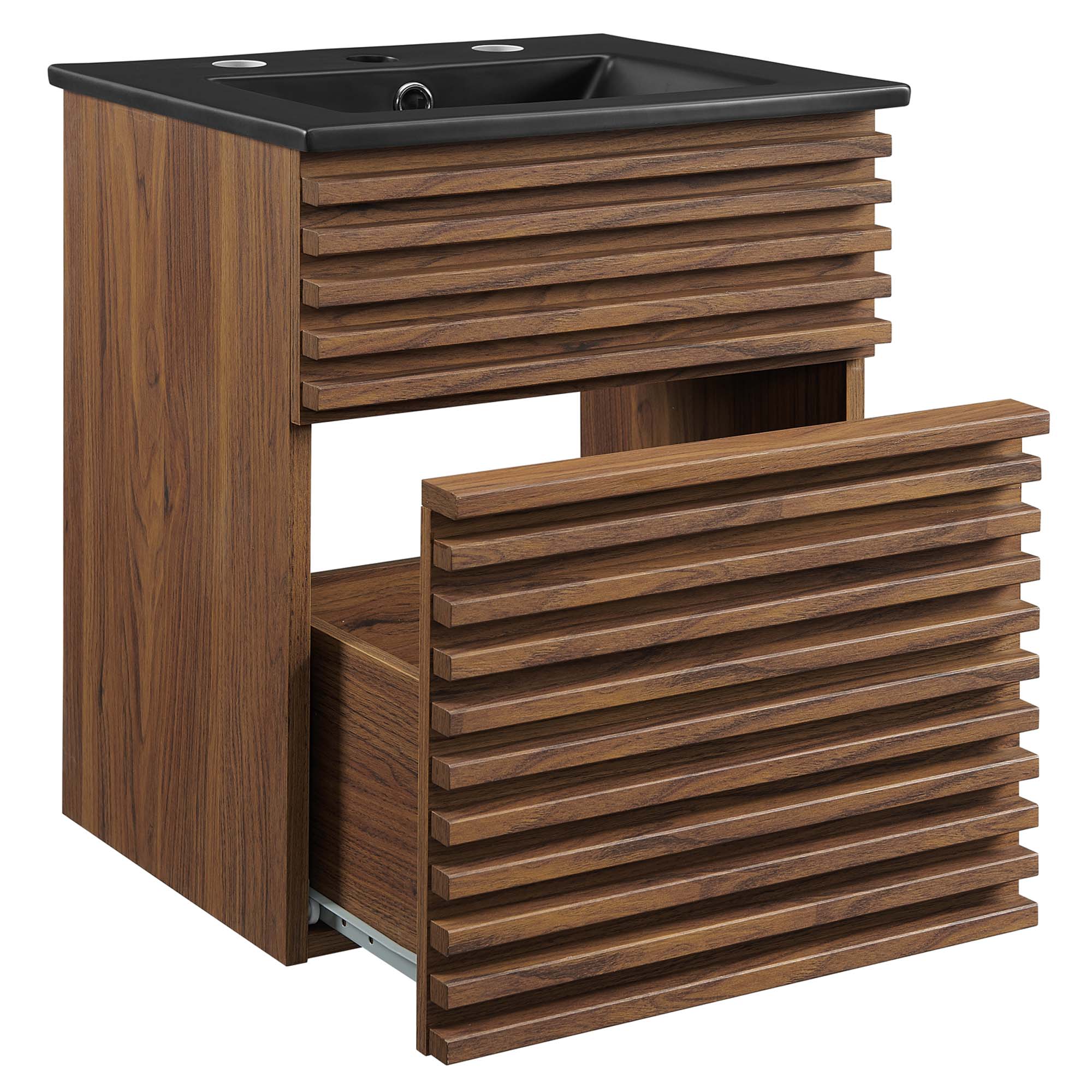 Render Wall-Mount Bathroom Vanity with Black Basin Included