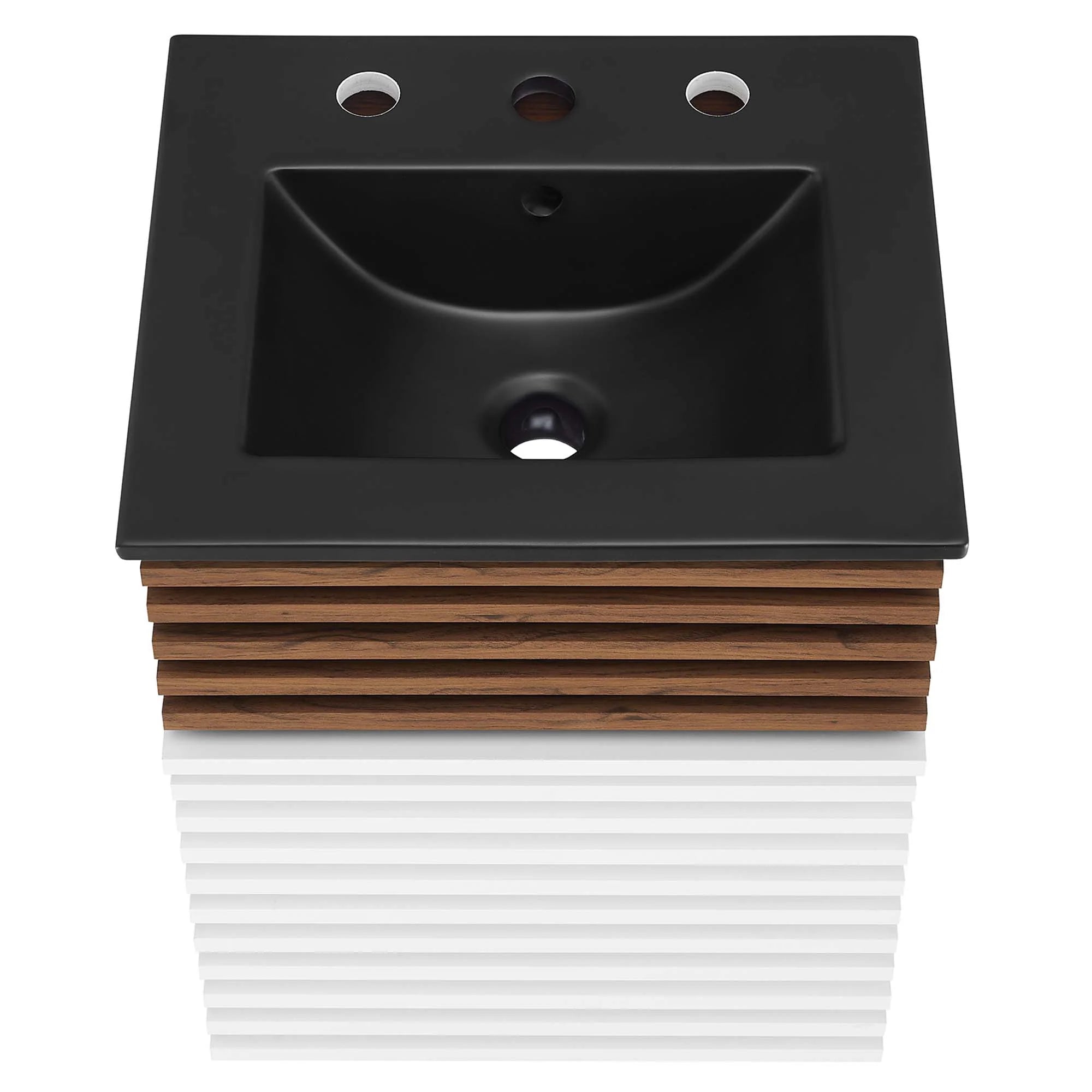 Meuble-lavabo mural de salle de bain avec vasque noire incluse